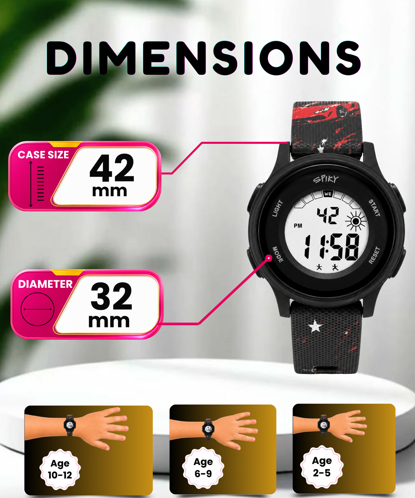 Spiky Round Kids Digital Watch for Girls and Boys