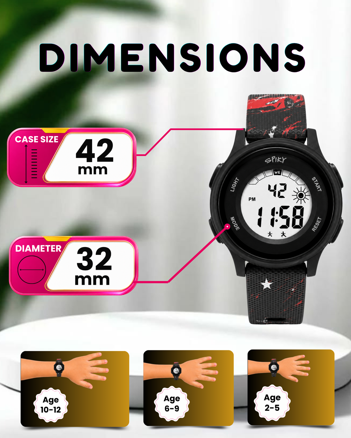 Spiky Round Kids Digital Watch for Girls and Boys