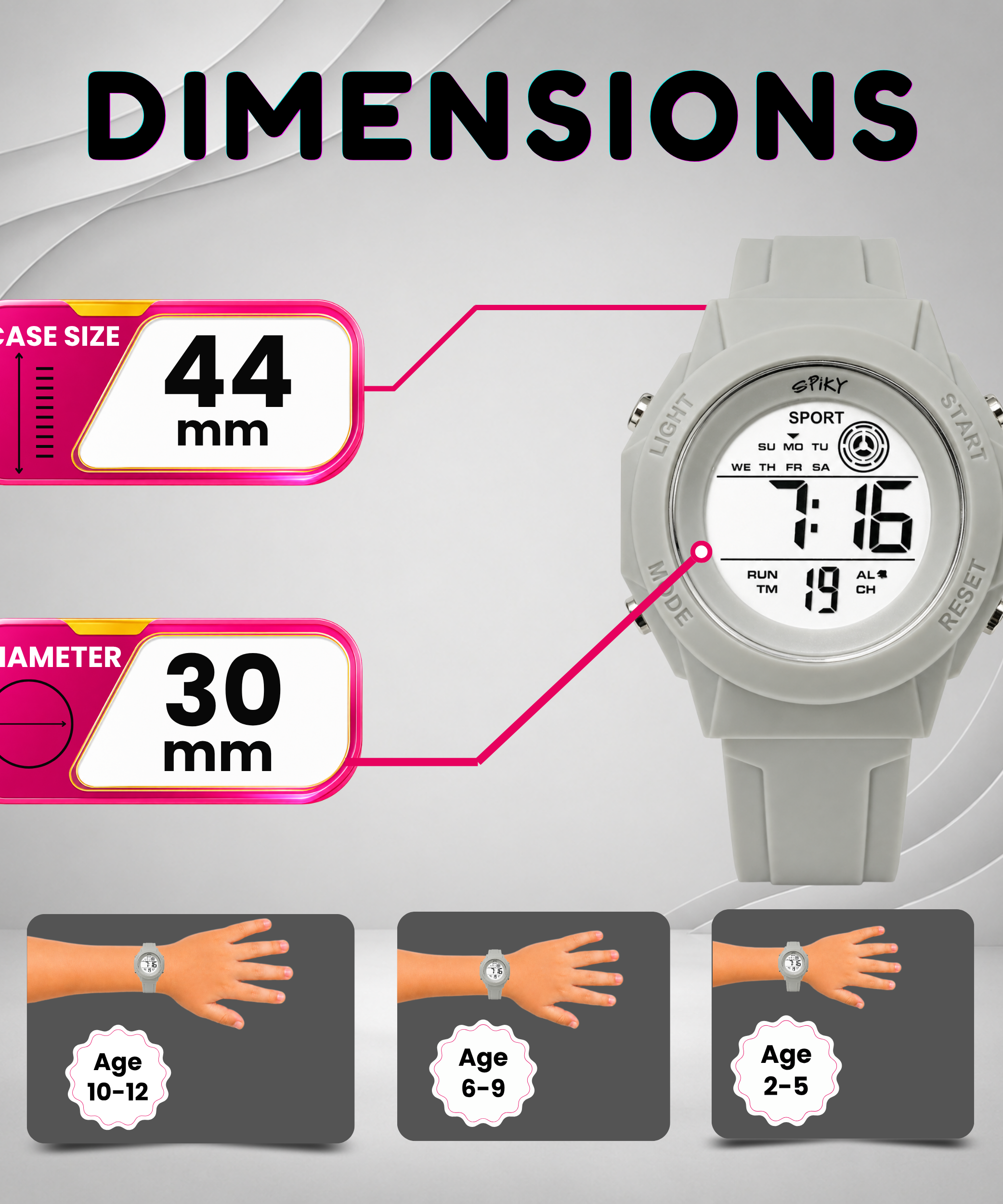 Spiky Square Digital Sports Watch for Kids Boys & Girls
