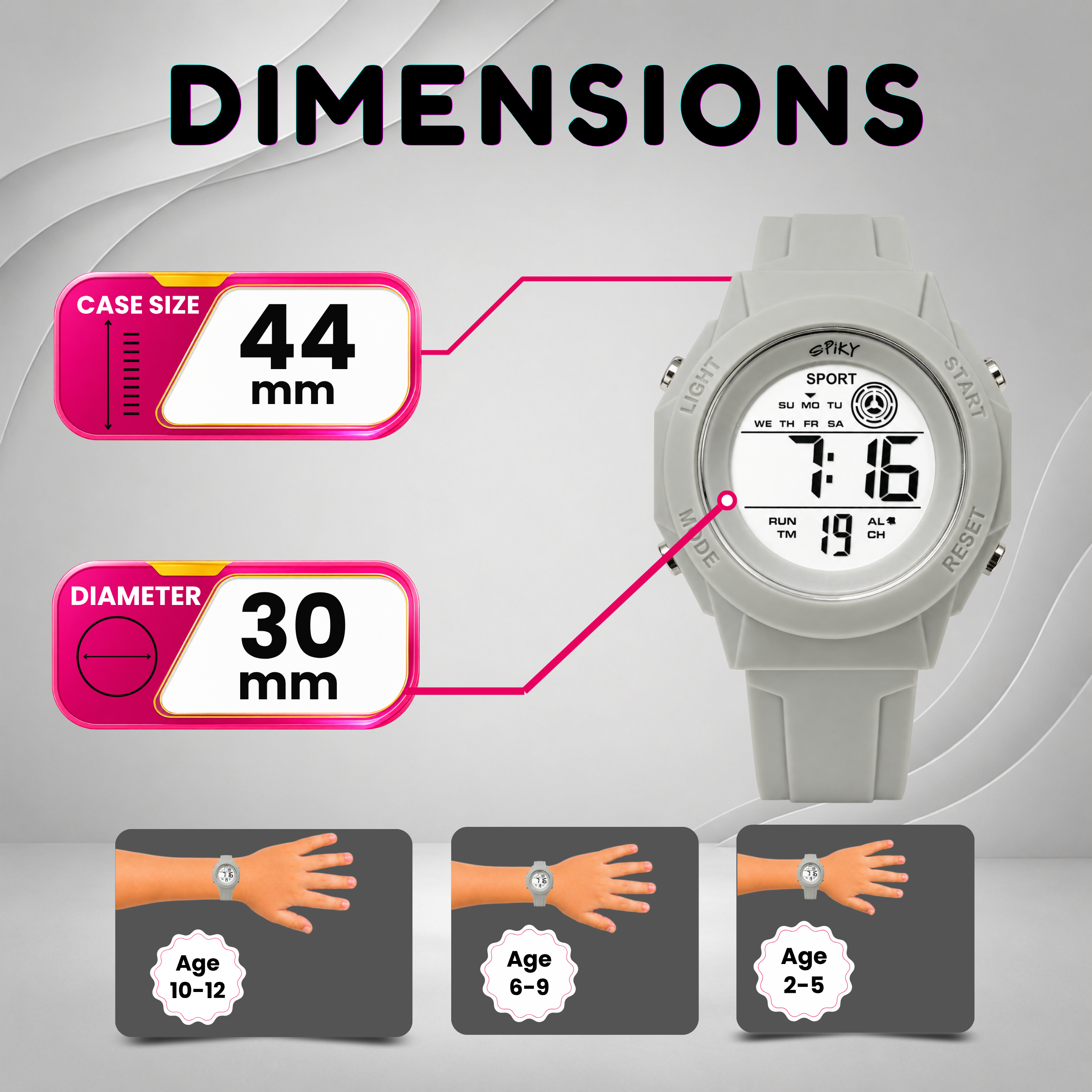 Spiky Square Digital Sports Watch for Kids Boys & Girls