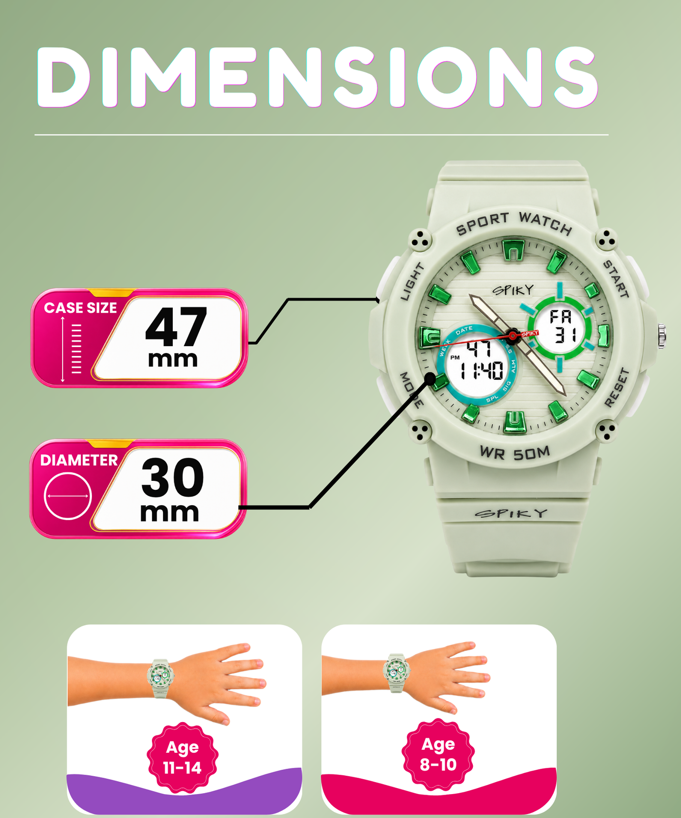 Spiky Analog-Digital Sports Watch for Kids Boys and Girls