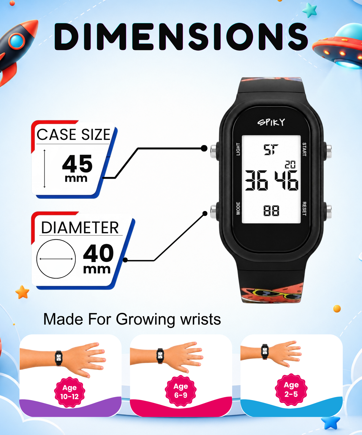 Spiky Kids Digital Watch for Boys and Girls
