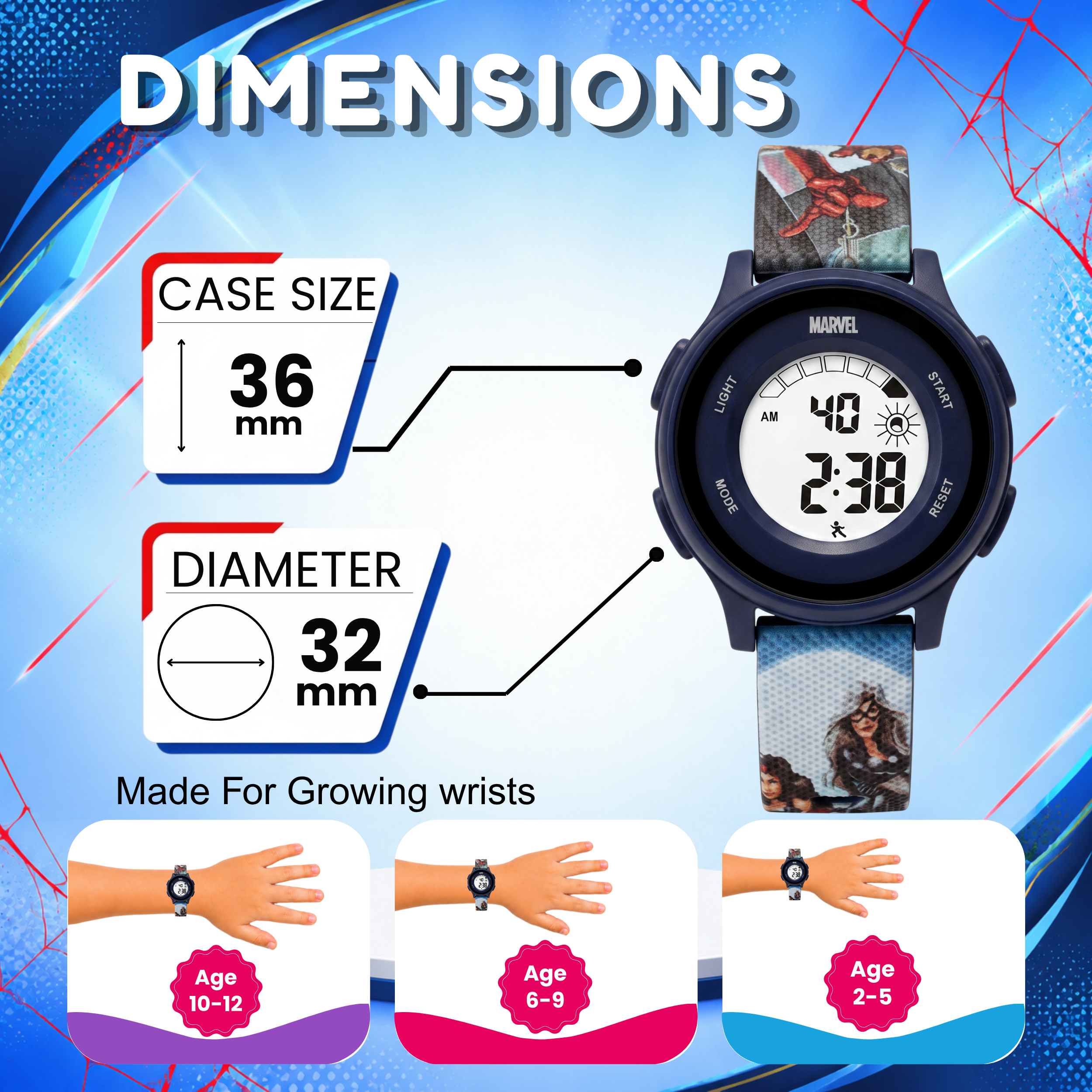 Spiky SpiderMan theme Digital Kids Watch