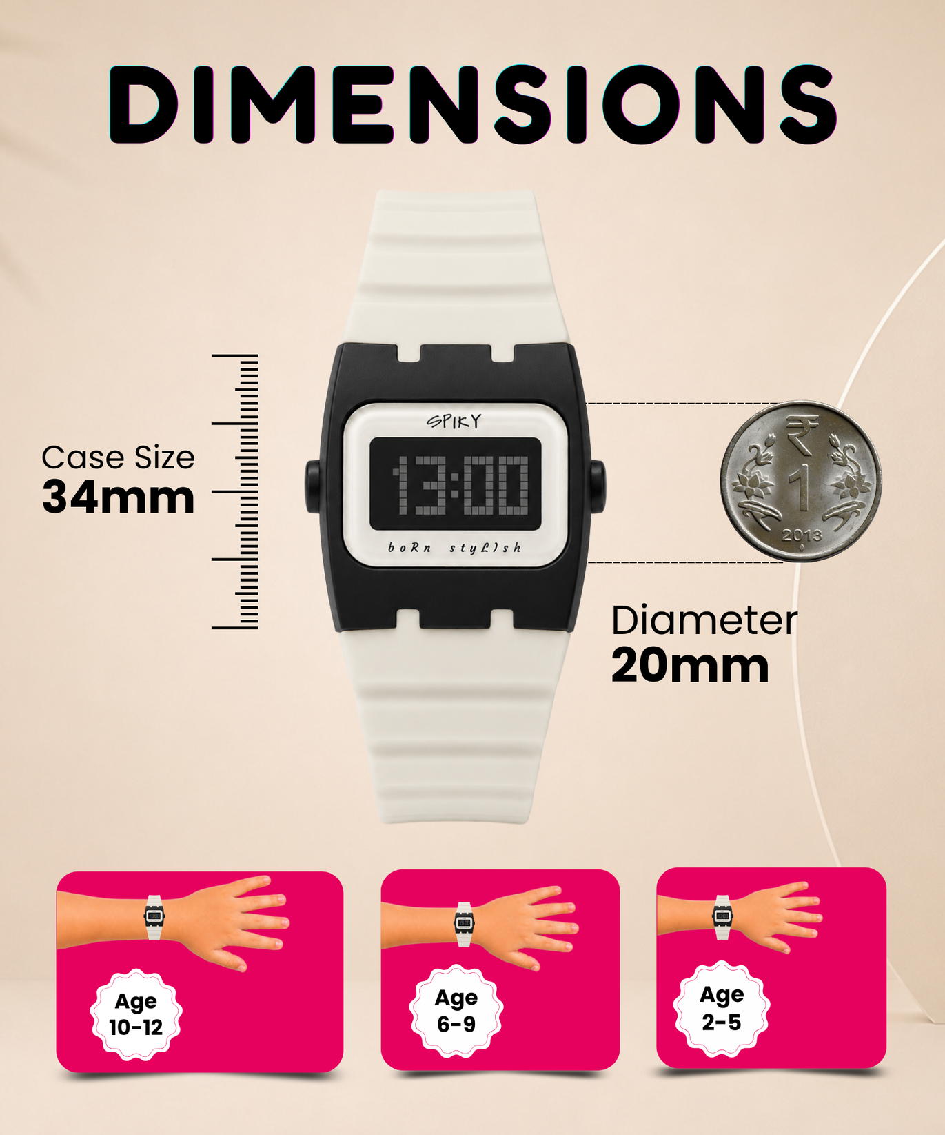 Spiky Rectangle Digital Sports Watch for Kids