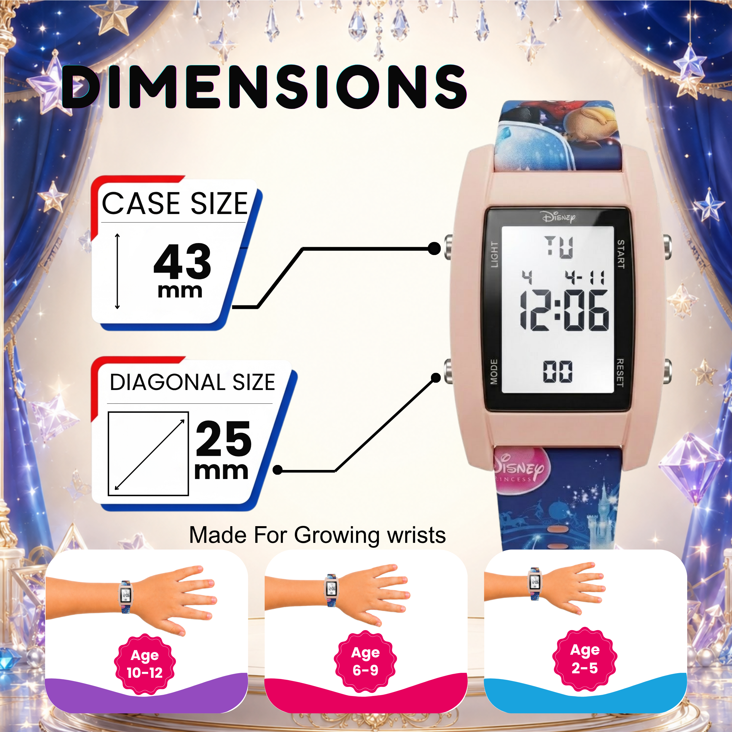 Spiky Princess theme Digital Kids Watch