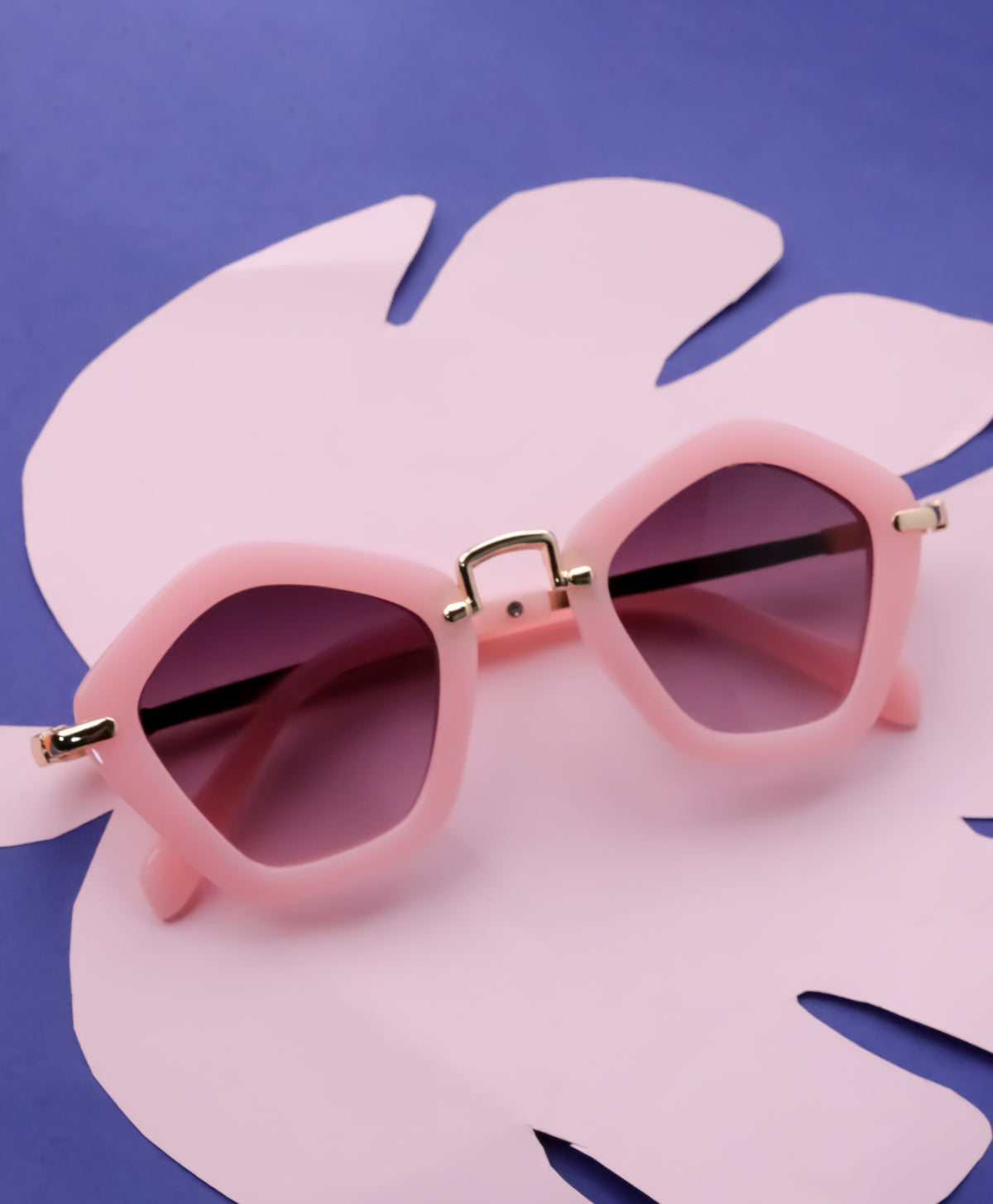 Spiky Hexagon UV Protected Sunglass - Pink