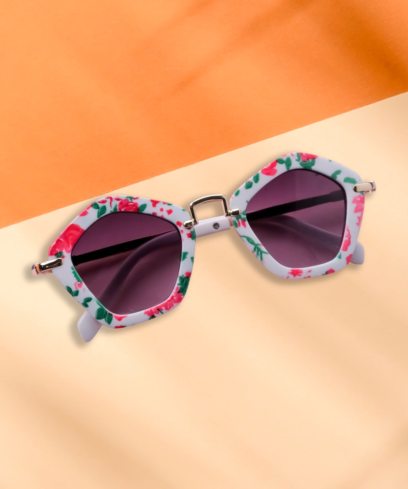 Spiky Hexagon UV Protected Sunglass - Multicolour White