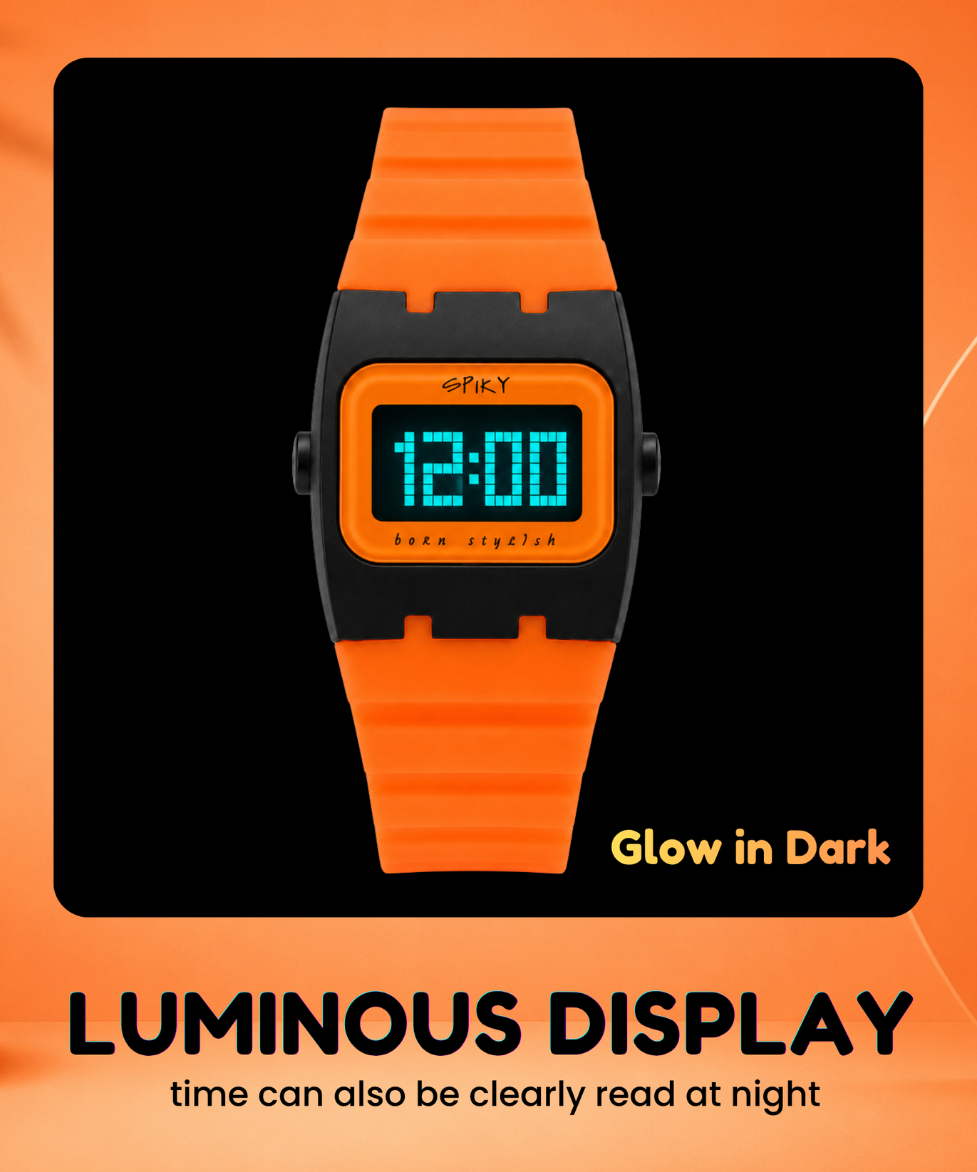 Spiky Rectangle Digital Sports Watch for Kids