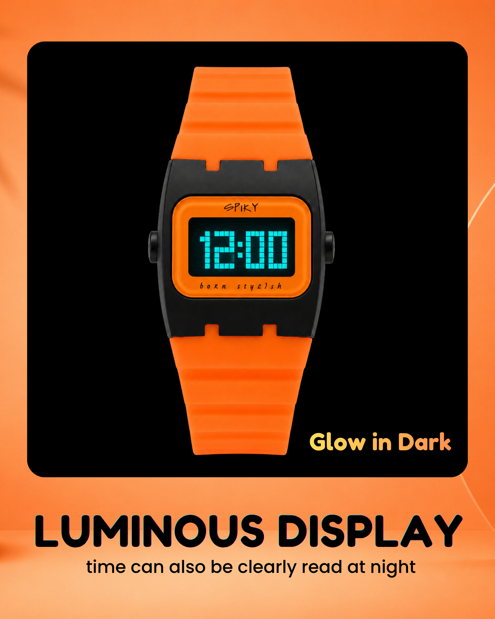 Spiky Rectangle Digital Sports Watch for Kids