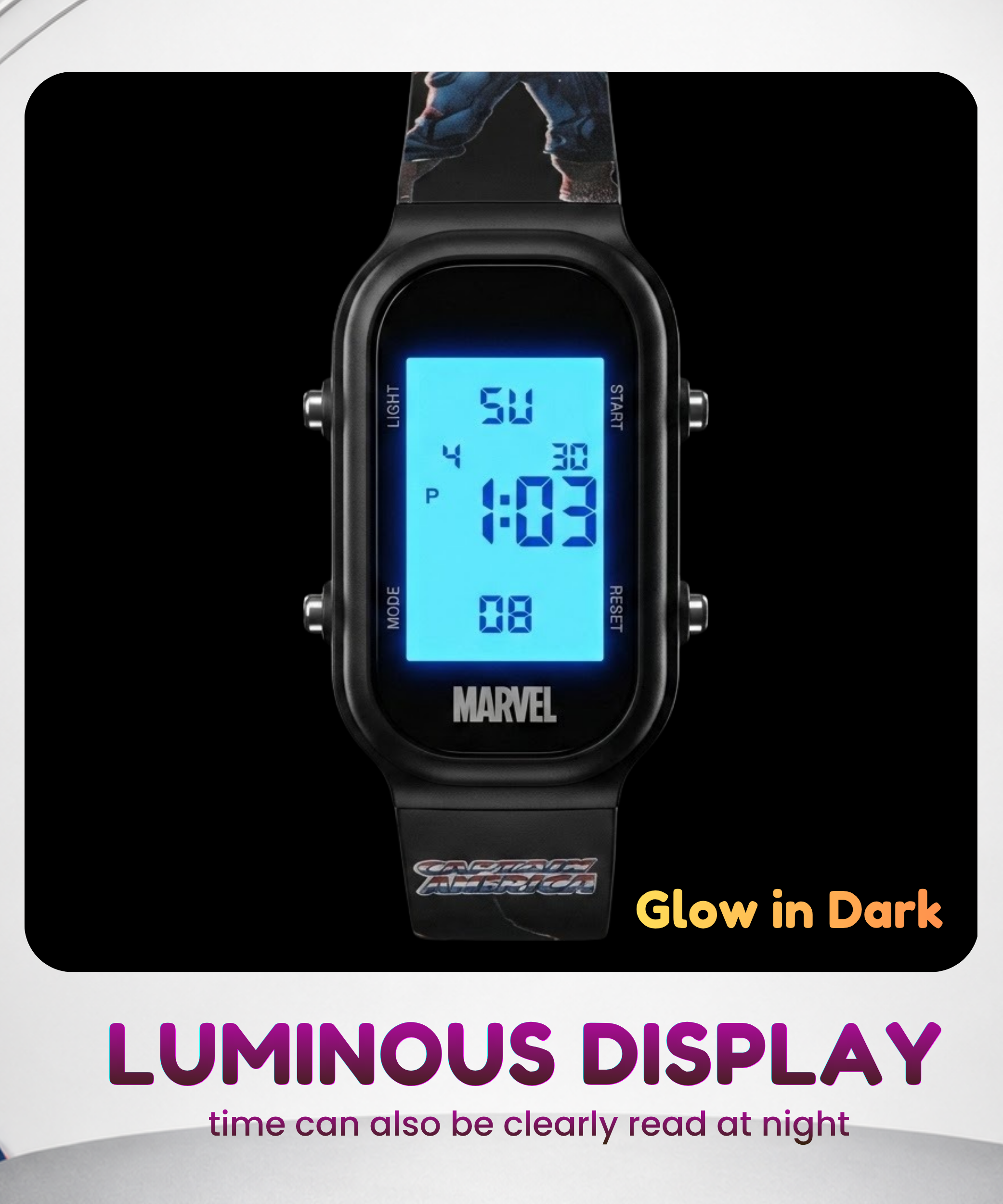Spiky Captain America theme Digital Kids Watch