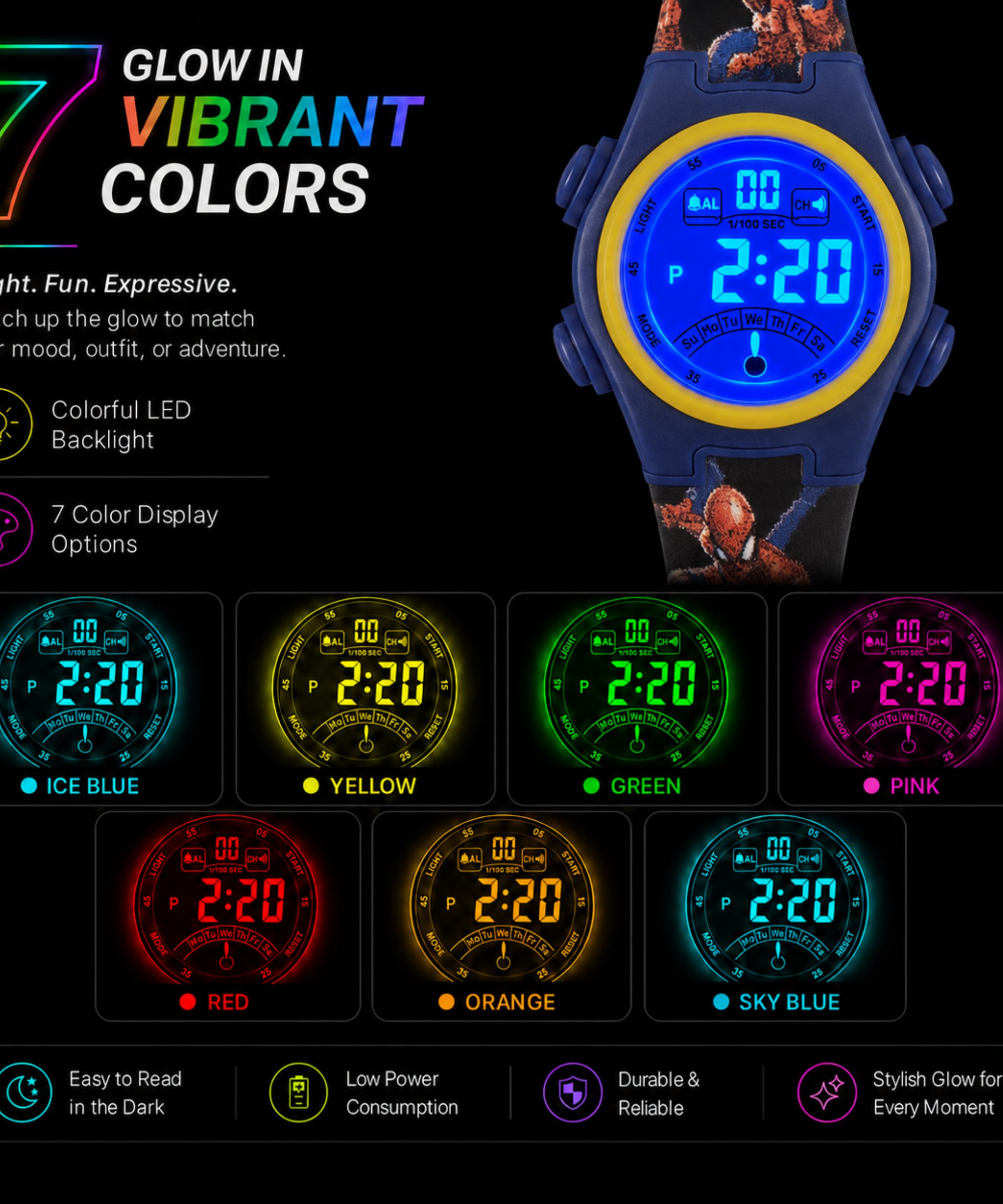 Spiky Spider Man theme Digital Kids Watch