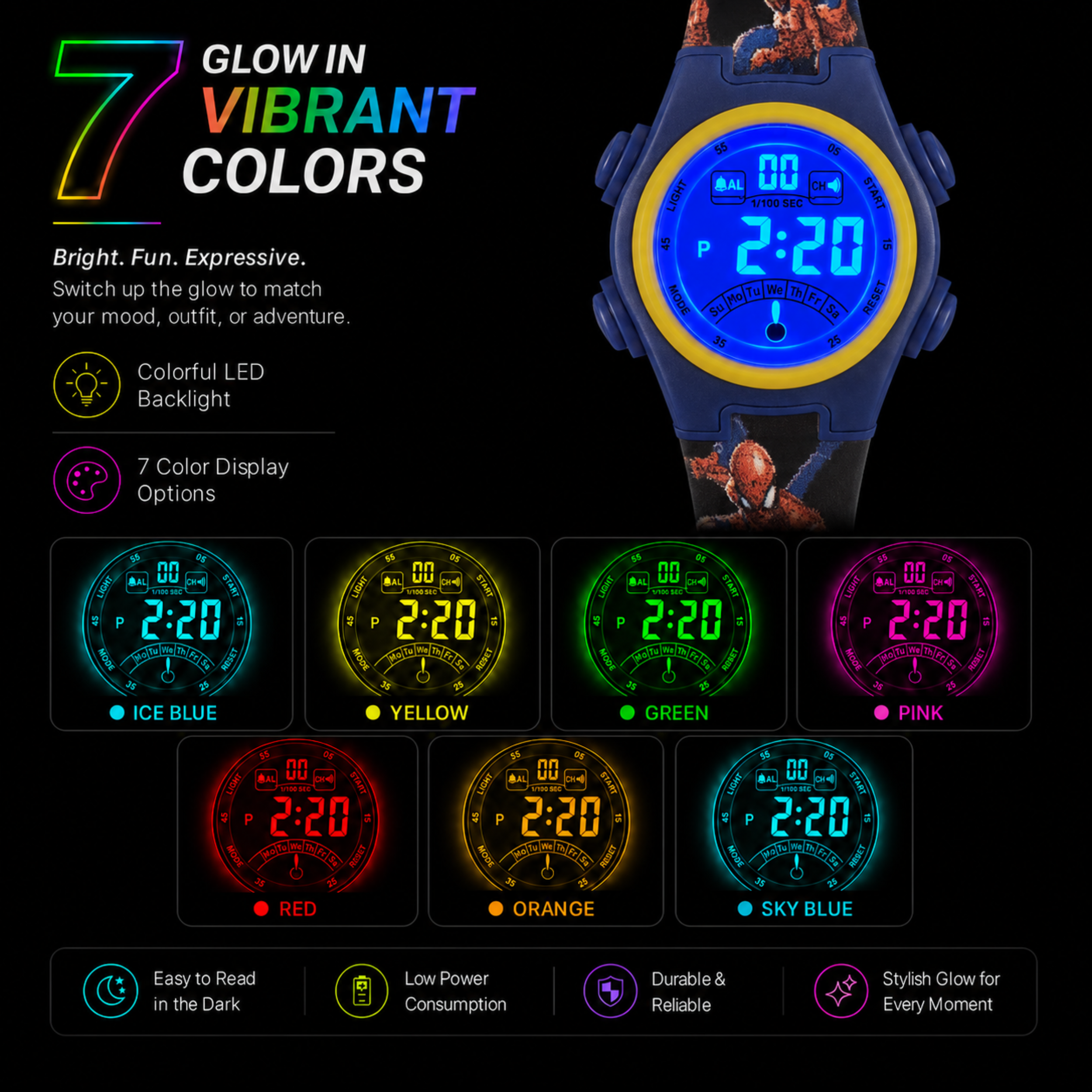 Spiky Spider Man theme Digital Kids Watch