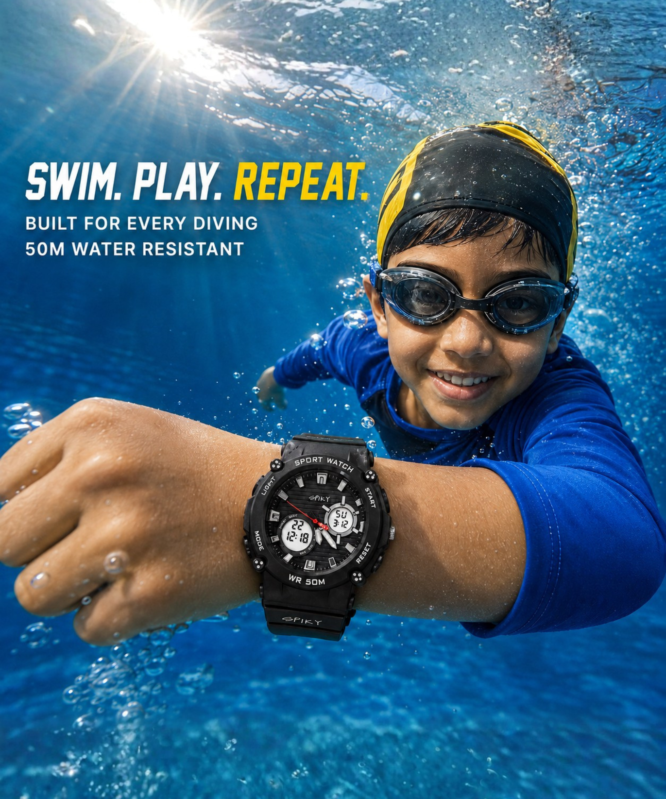 Spiky Analog-Digital Sports Watch for Kids Boys and Girls