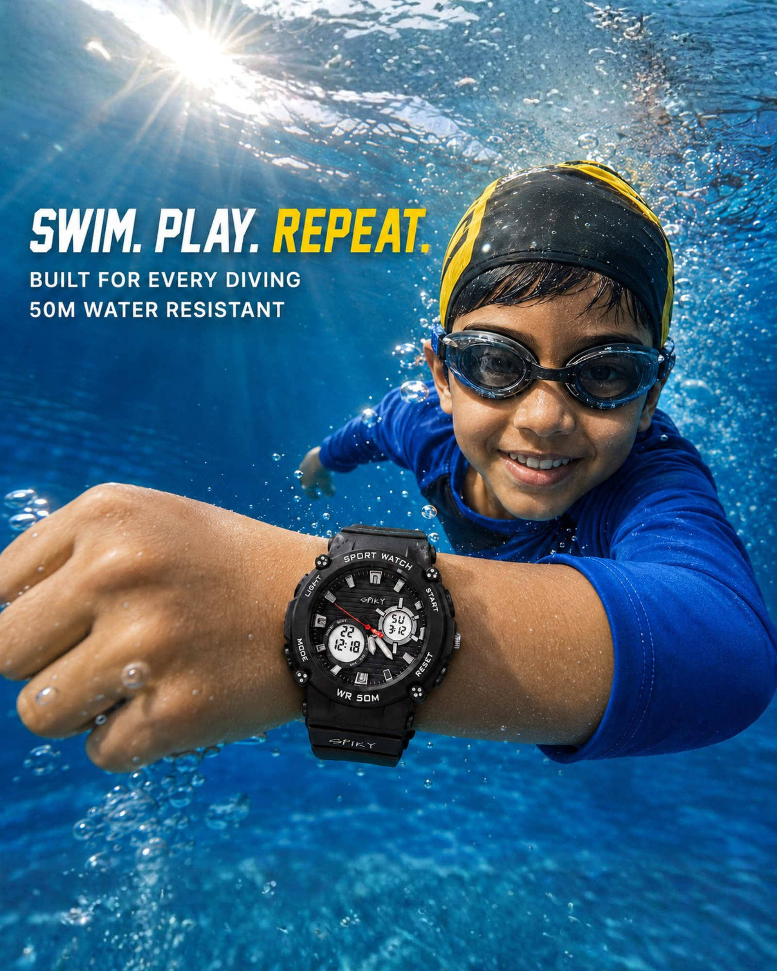 Spiky Analog-Digital Sports Watch for Kids Boys and Girls