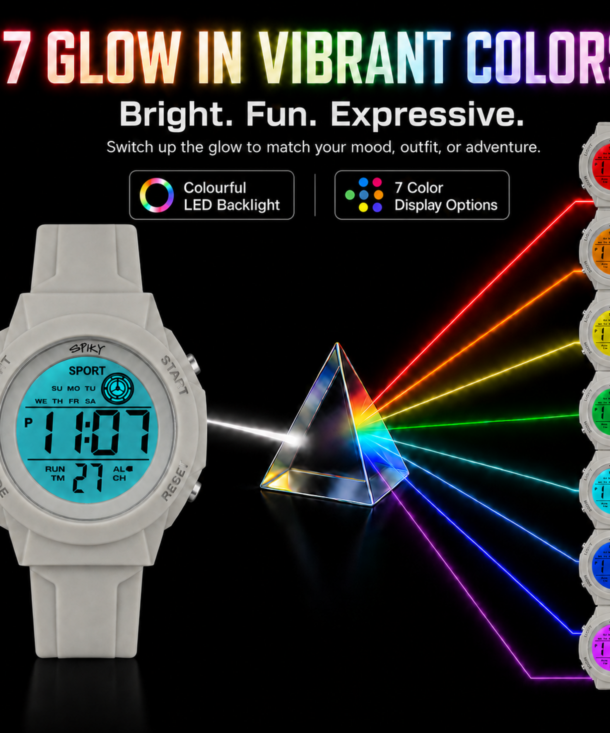 Spiky Square Digital Sports Watch for Kids Boys & Girls
