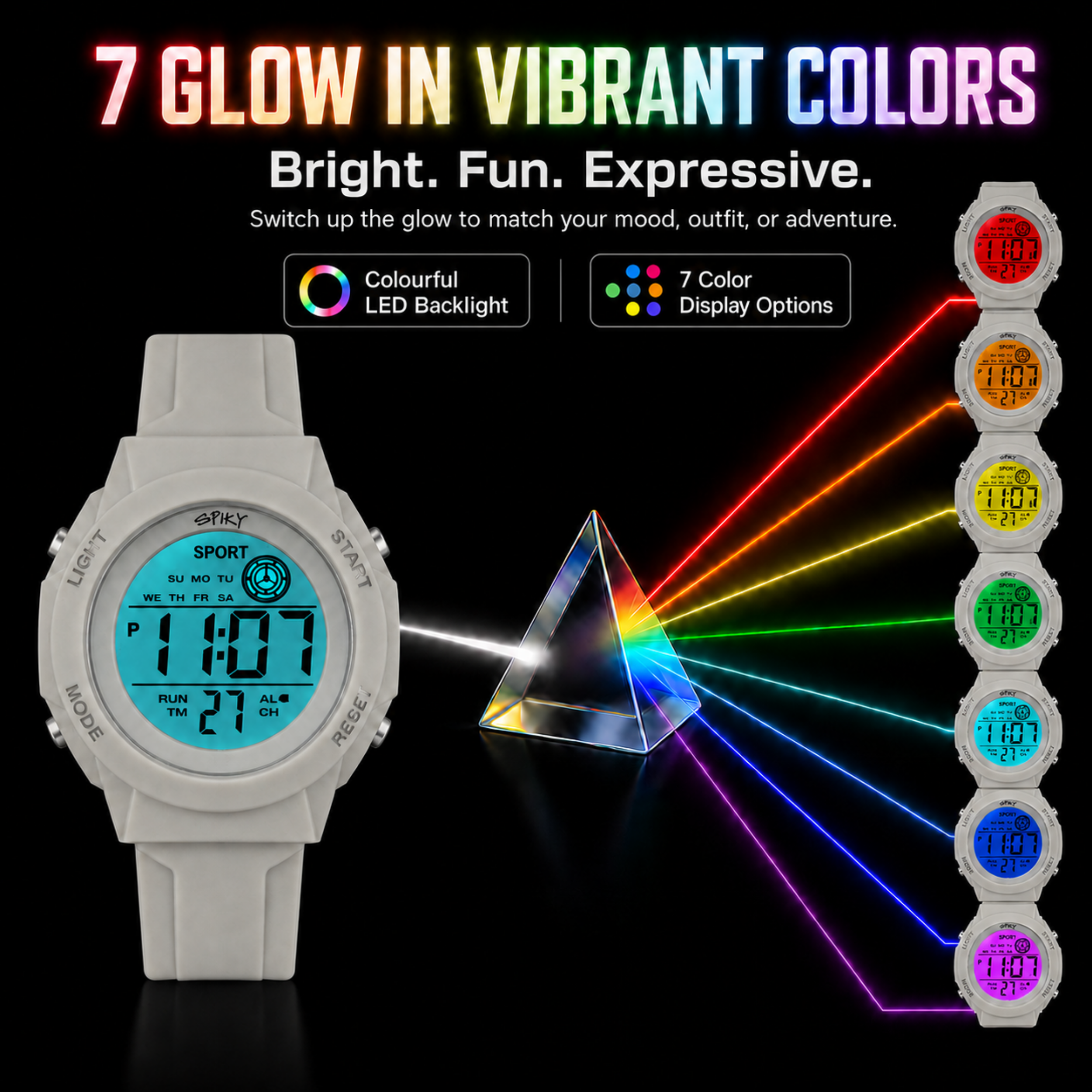 Spiky Square Digital Sports Watch for Kids Boys & Girls