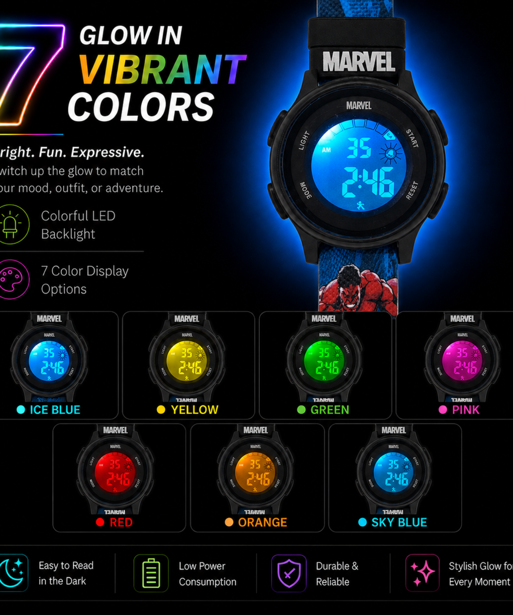 Spiky Hulk theme Digital Kids Watch