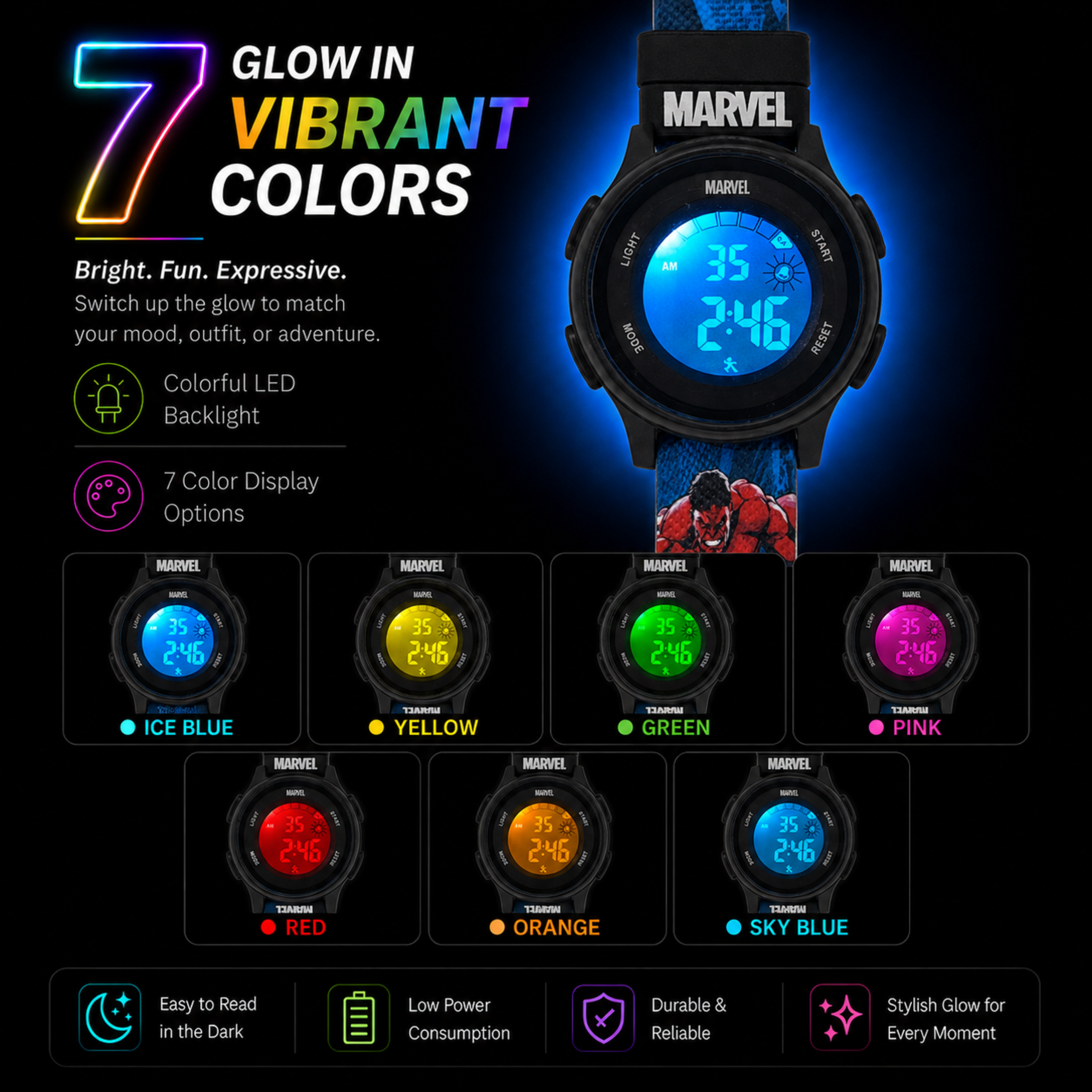 Spiky Hulk theme Digital Kids Watch