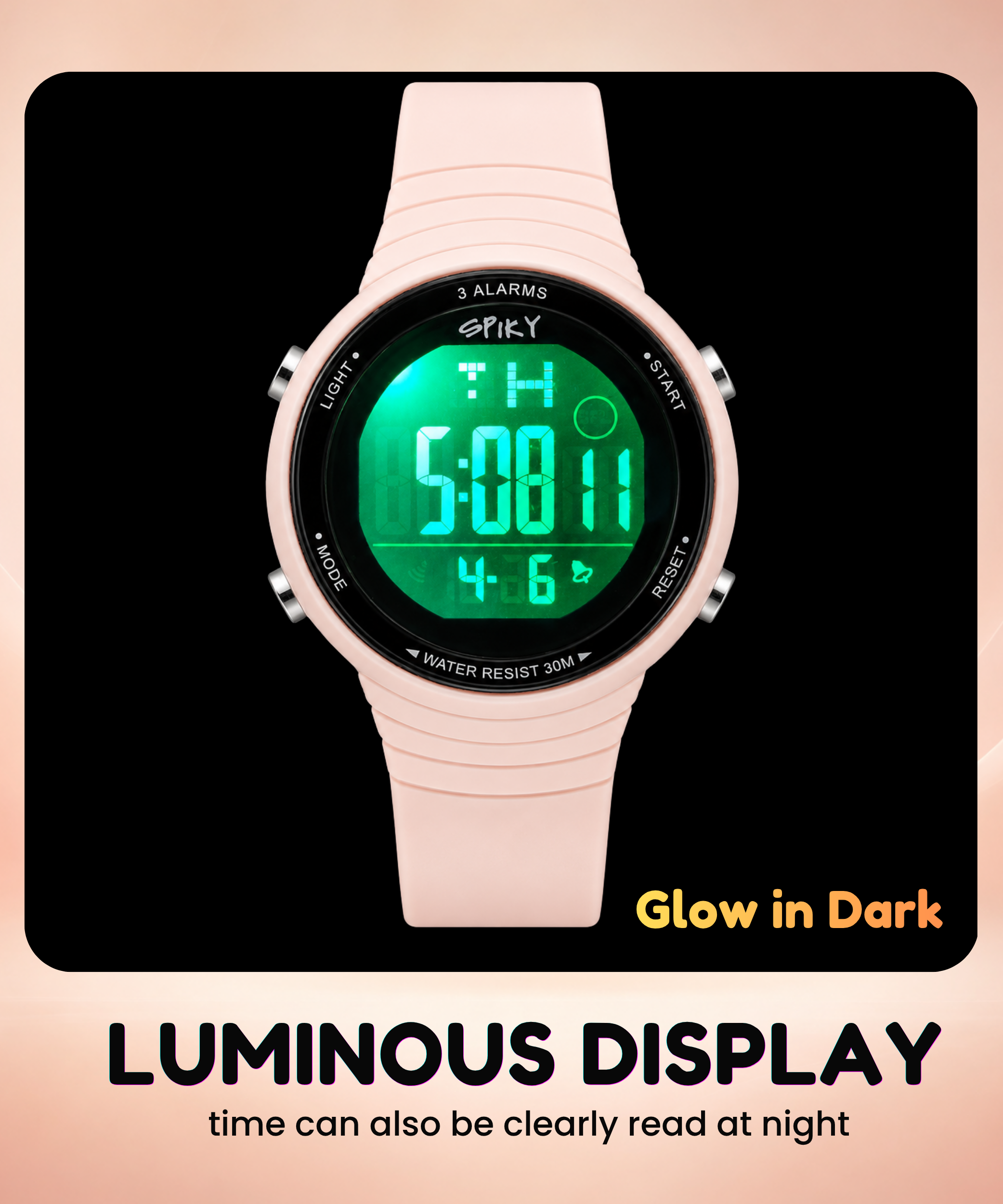 Spiky Square Digital Sports Watch for Kids Girls