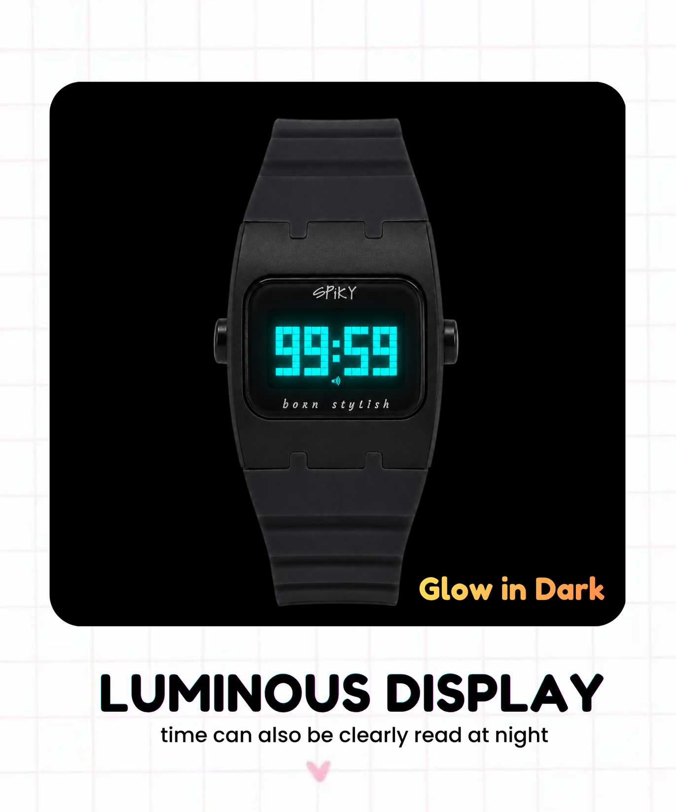 Spiky Rectangle Digital Sports Watch for Kids