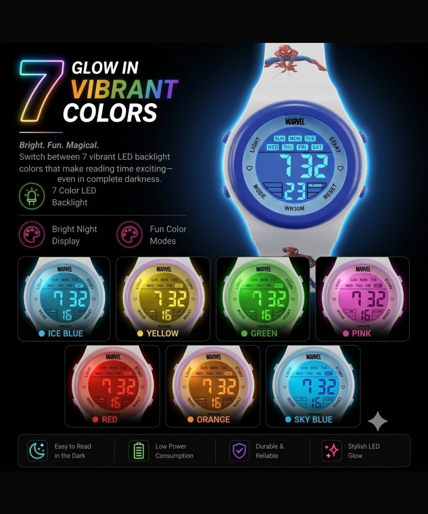 Spiky Spider Man theme Digital Kids Watch