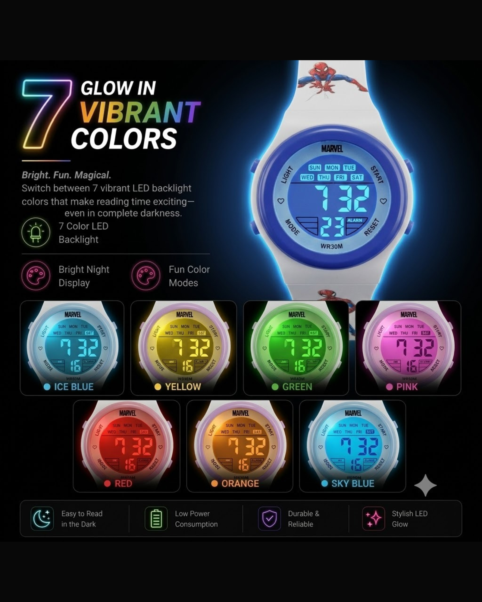 Spiky Spider Man theme Digital Kids Watch