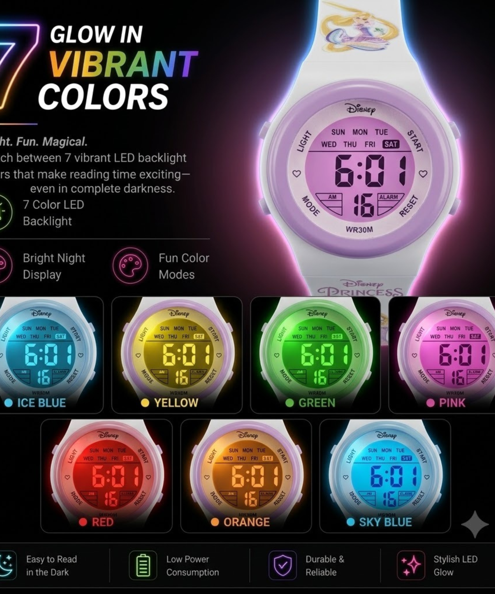 Spiky Princess theme Digital Kids Watch