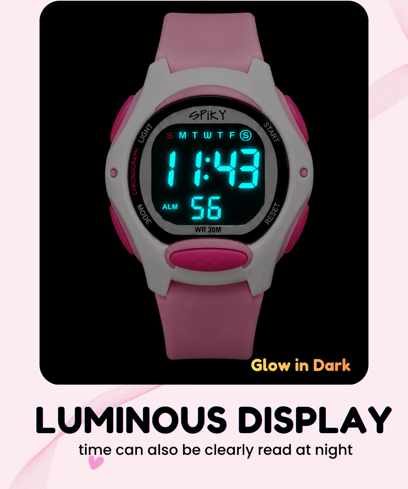 Spiky Eva2 Round Digital Kids Sports Watch - Pink