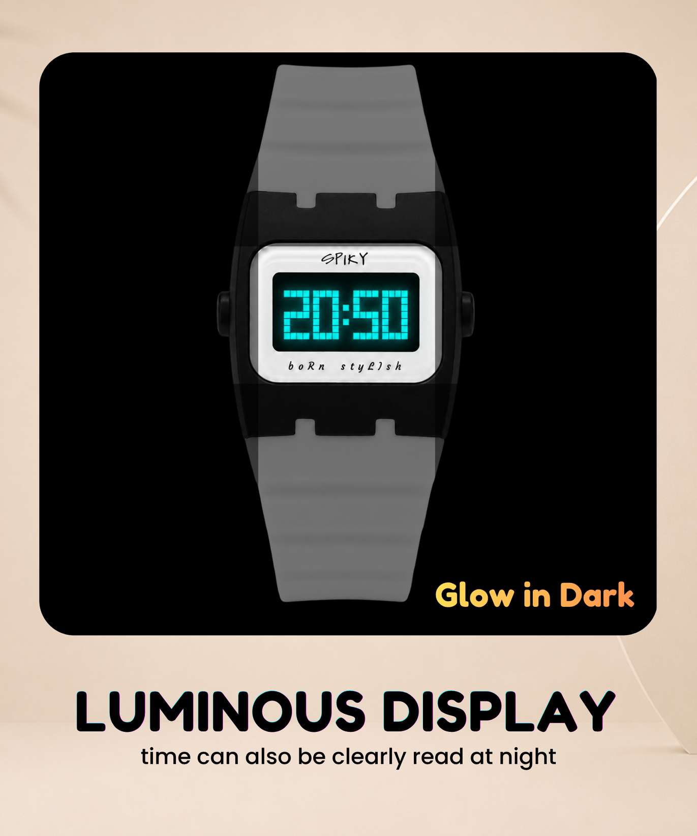 Spiky Rectangle Digital Sports Watch for Kids