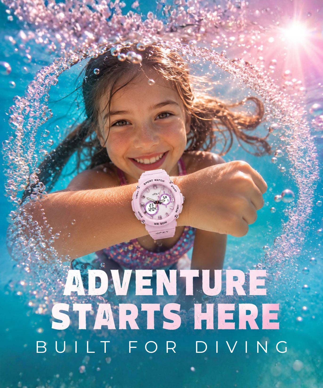 Spiky Analog-Digital Sports Watch for Kids Girls