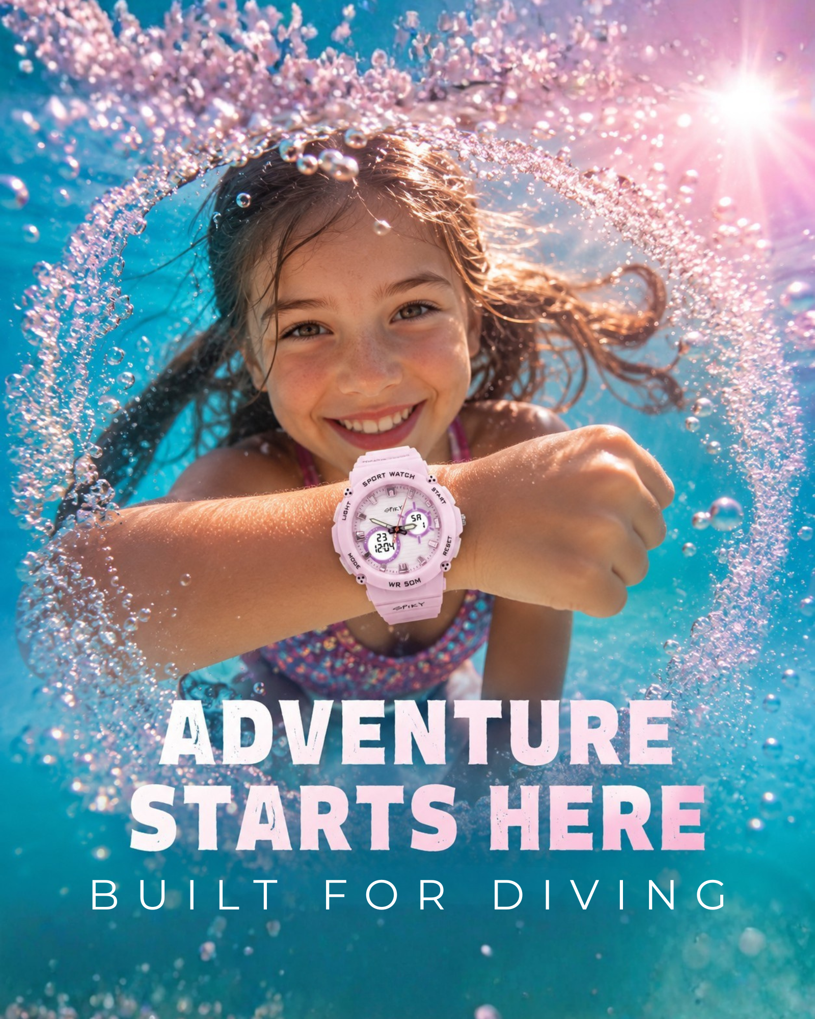 Spiky Analog-Digital Sports Watch for Kids Girls
