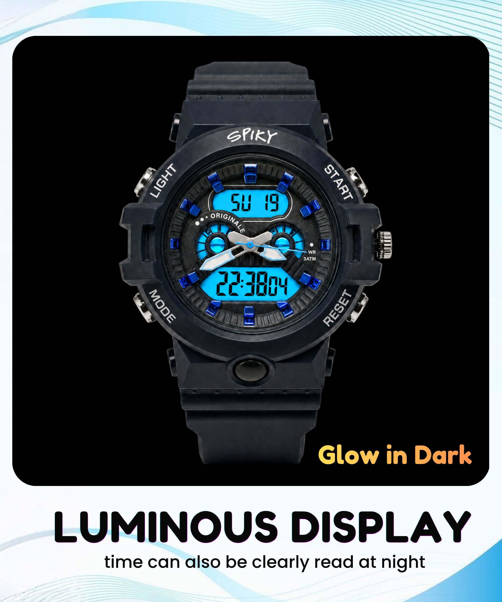 Spiky Round Analog Digital  Sports Watch for Kids Boys
