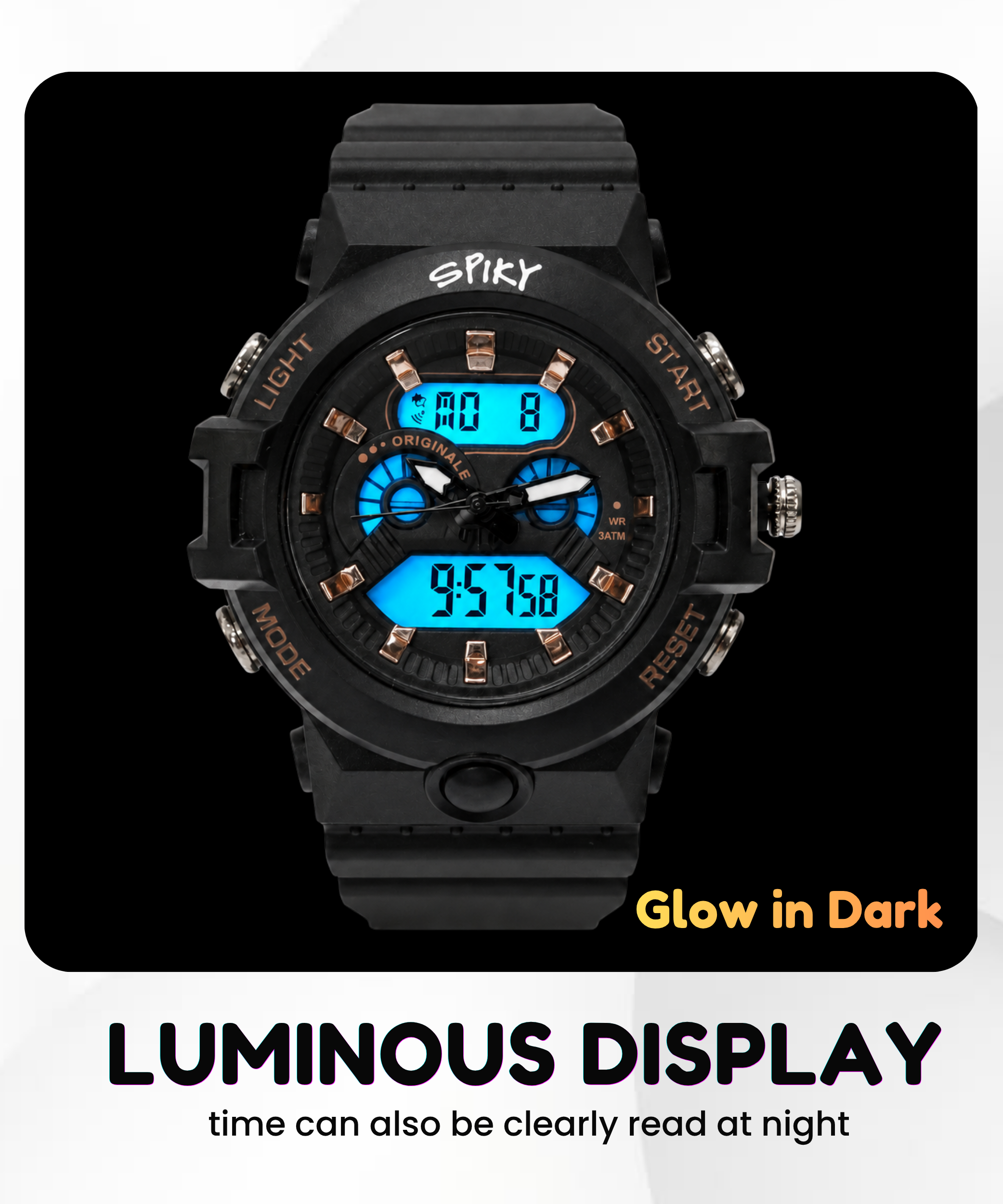 Spiky Round Analog Digital  Sports Watch for Kids Girls & Boys