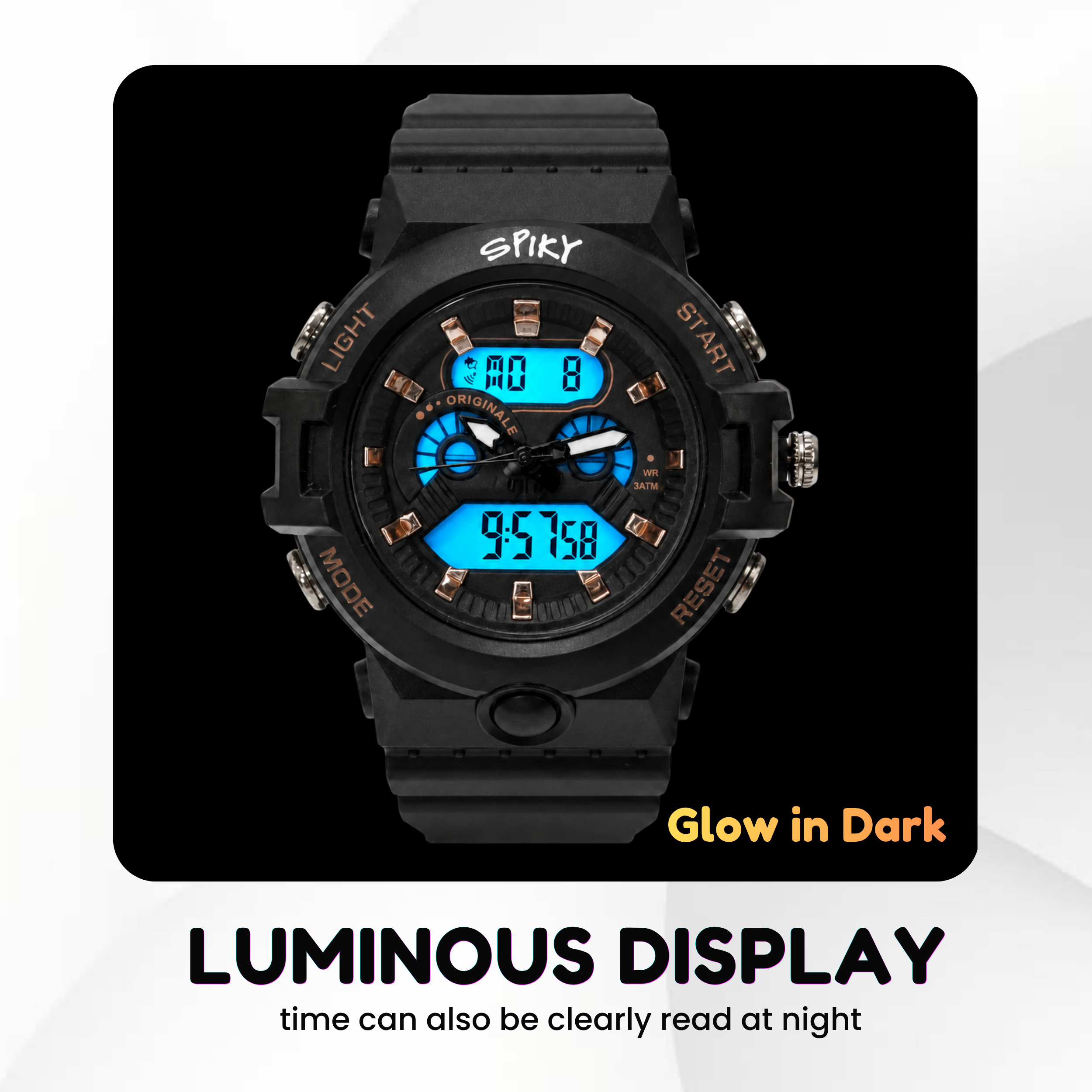 Spiky Round Analog Digital  Sports Watch for Kids Girls & Boys