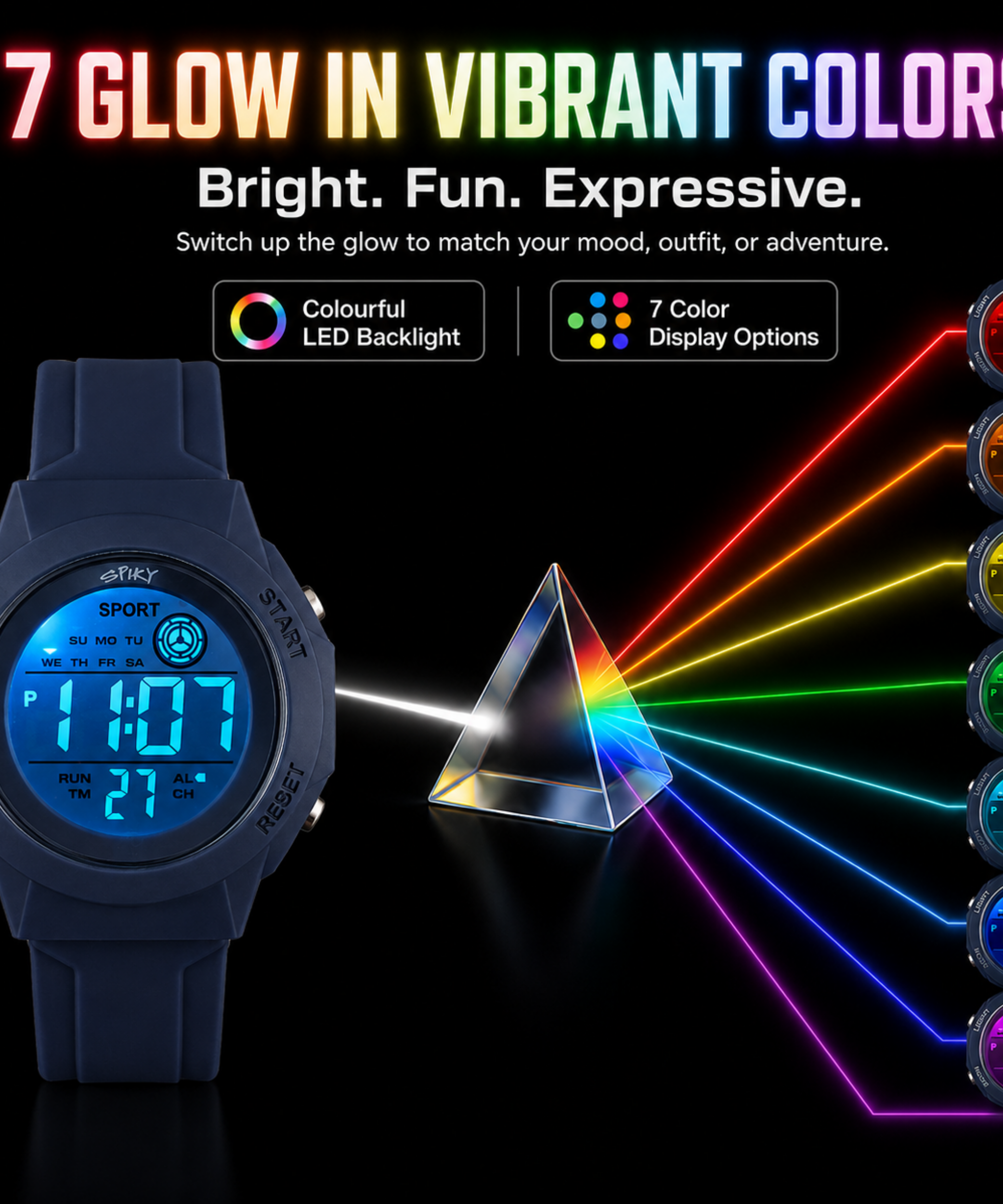 Spiky Square Digital Sports Watch for Kids Boys