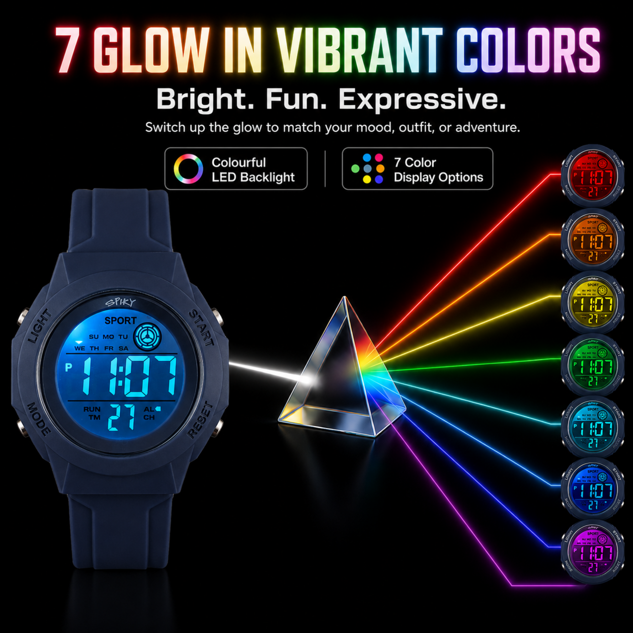 Spiky Square Digital Sports Watch for Kids Boys