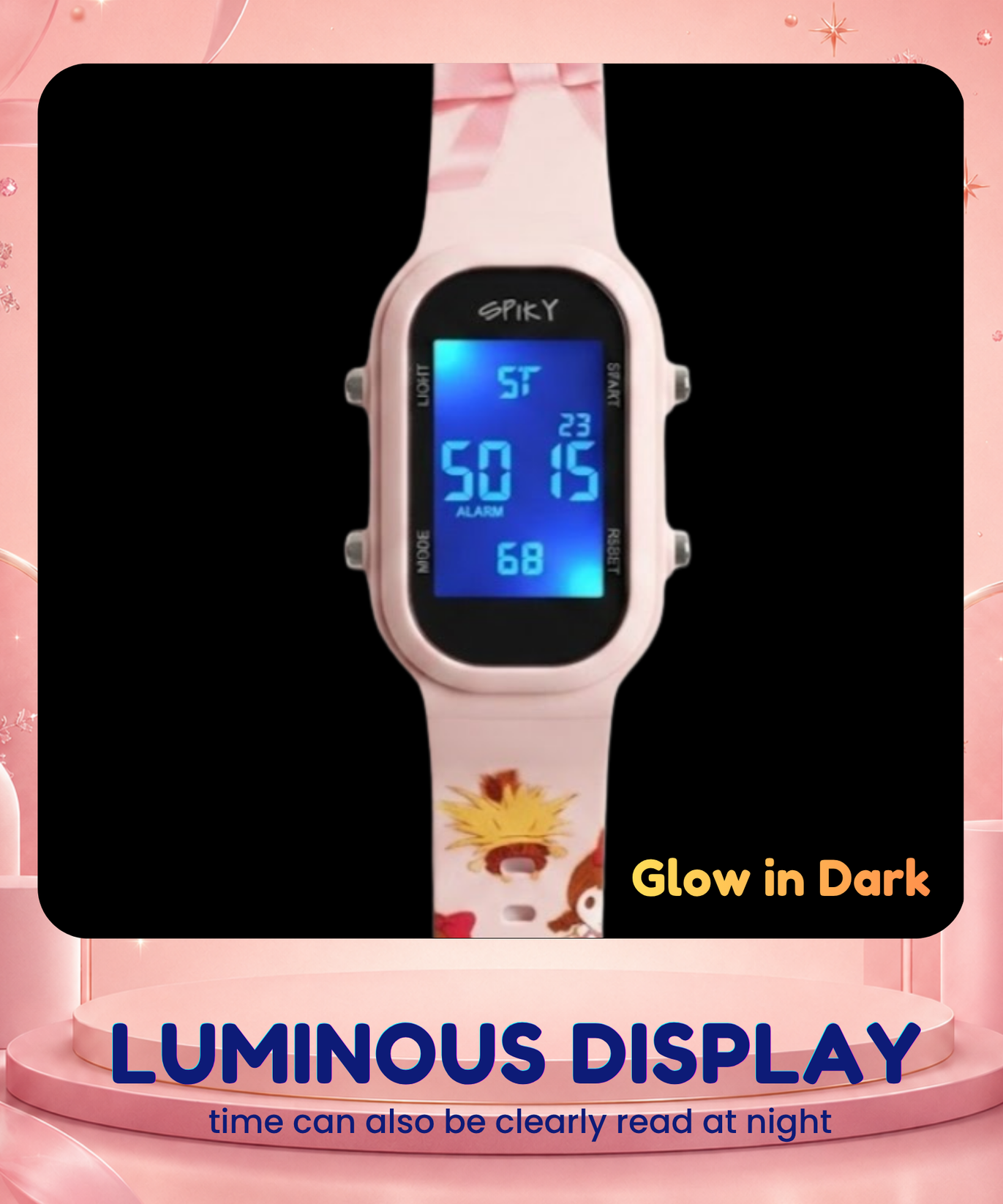 Spiky Rectangle Kids Digital Watch for Girls