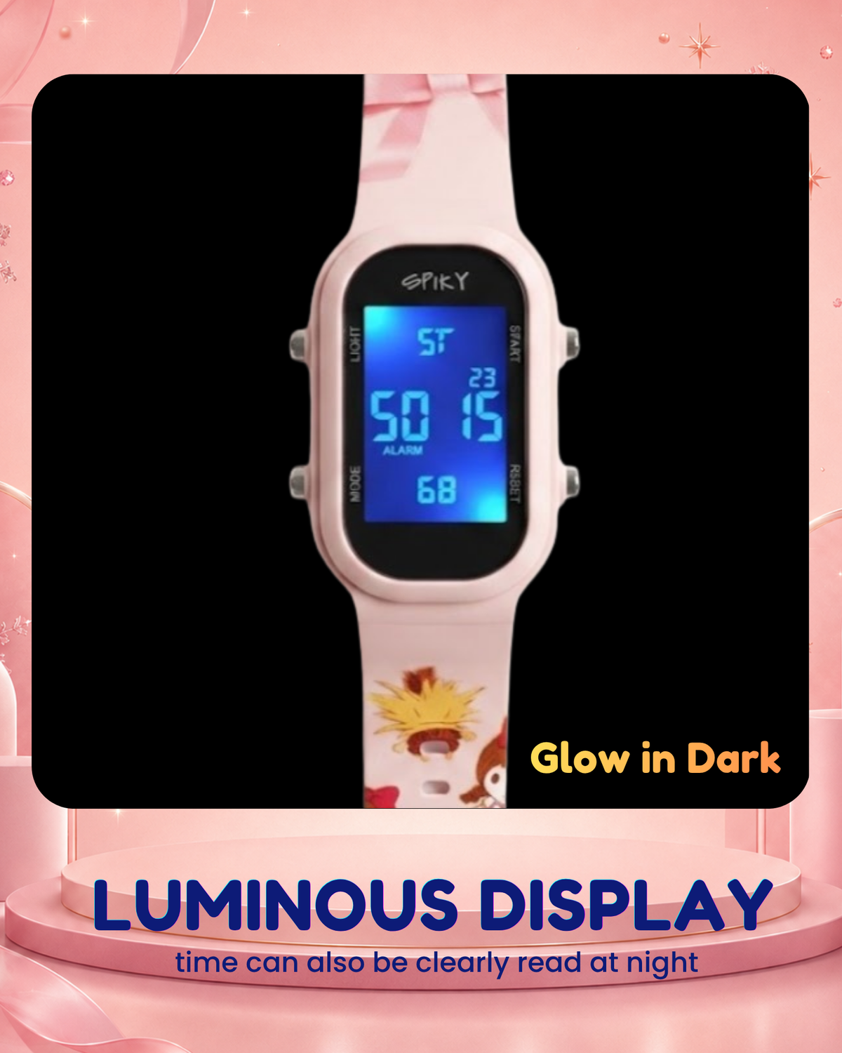 Spiky Rectangle Kids Digital Watch for Girls