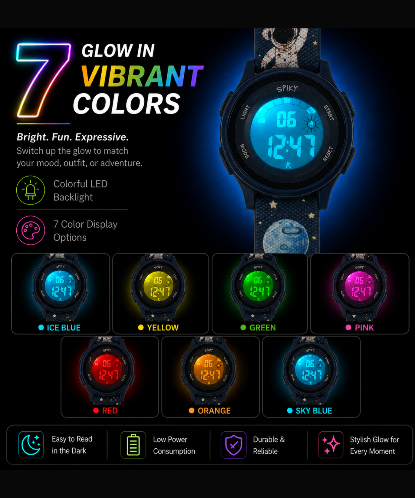 Spiky Round Kids Digital Watch for Boys