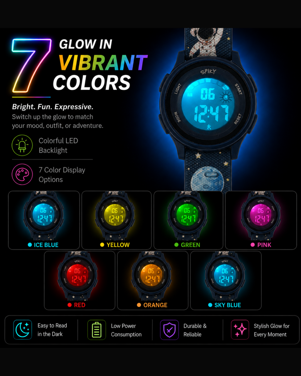 Spiky Round Kids Digital Watch for Boys