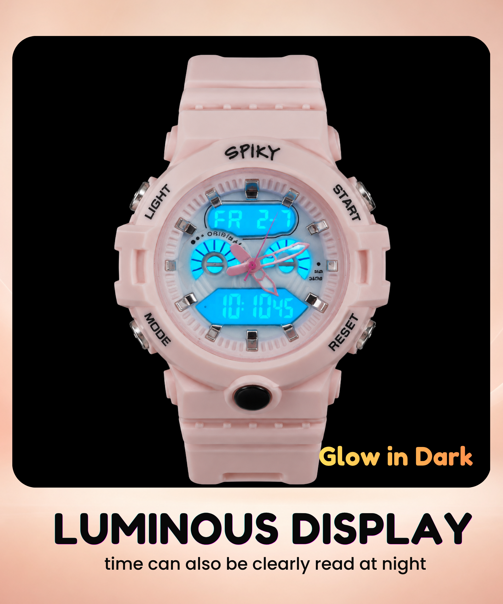 Spiky Round Analog Digital  Sports Watch for Kids Girls