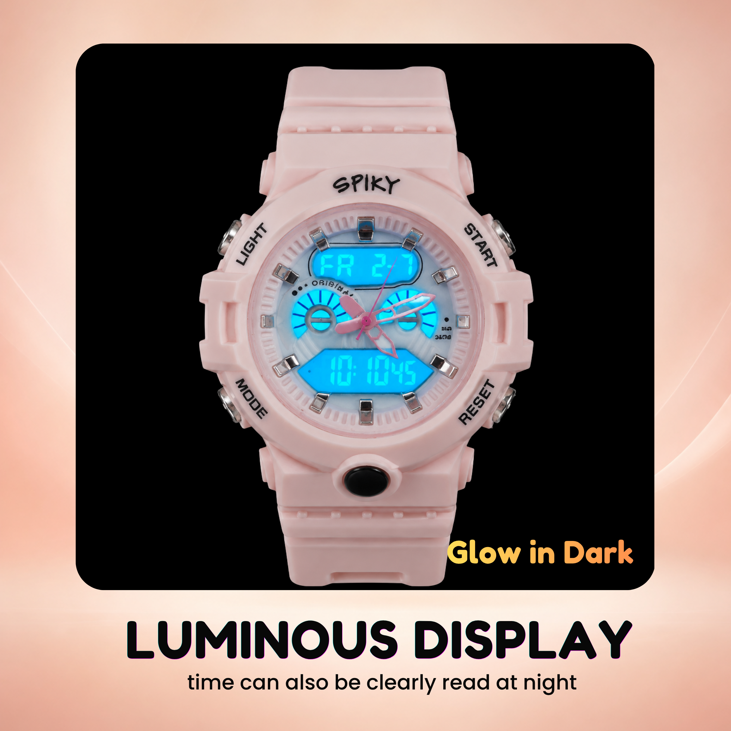 Spiky Round Analog Digital  Sports Watch for Kids Girls