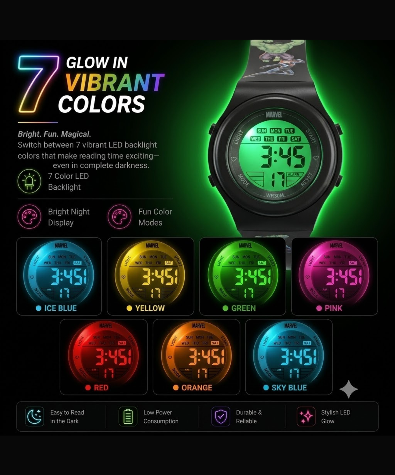 Spiky Avengers theme Digital Kids Watch