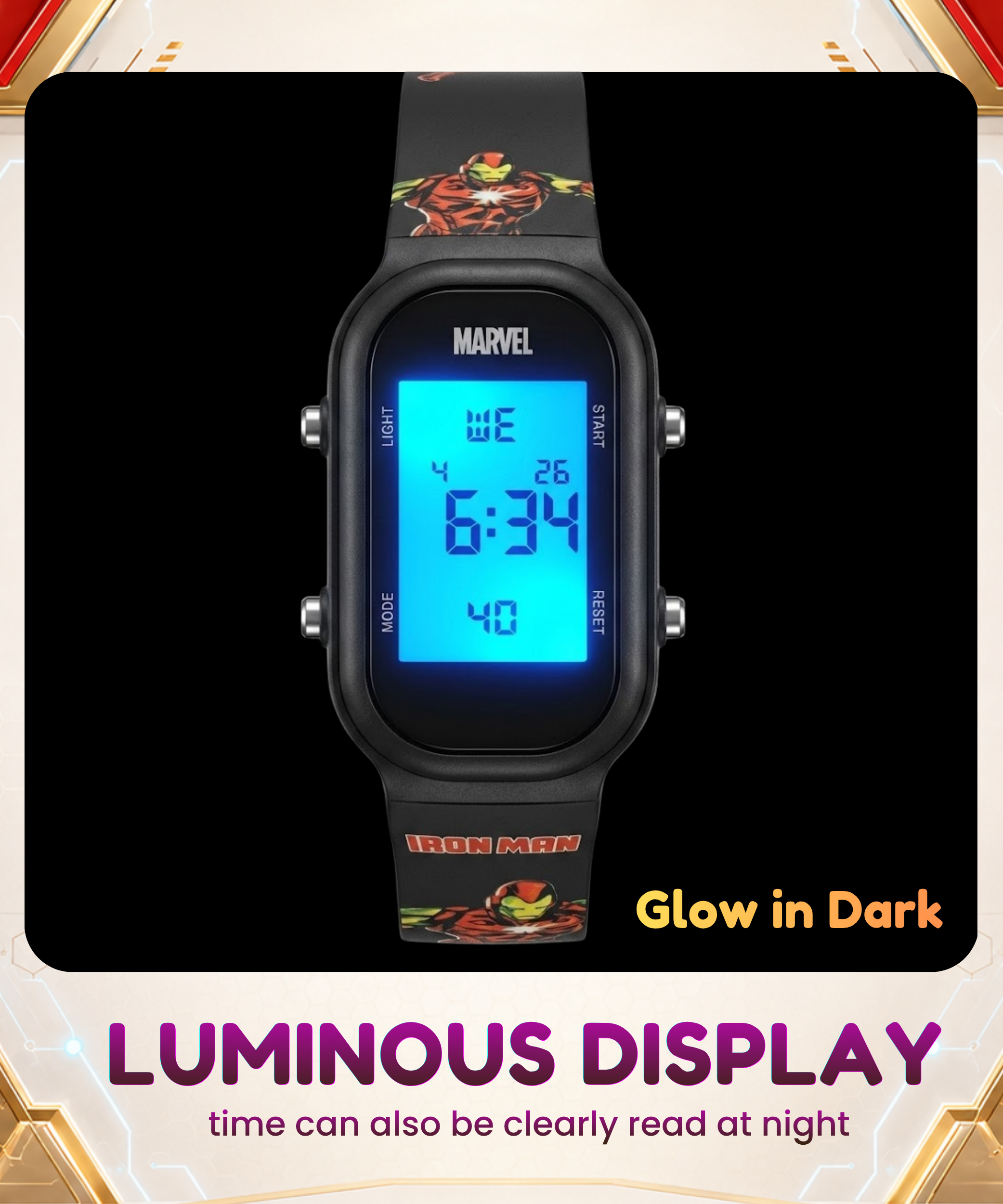 Spiky Ironman theme Digital Kids Watch