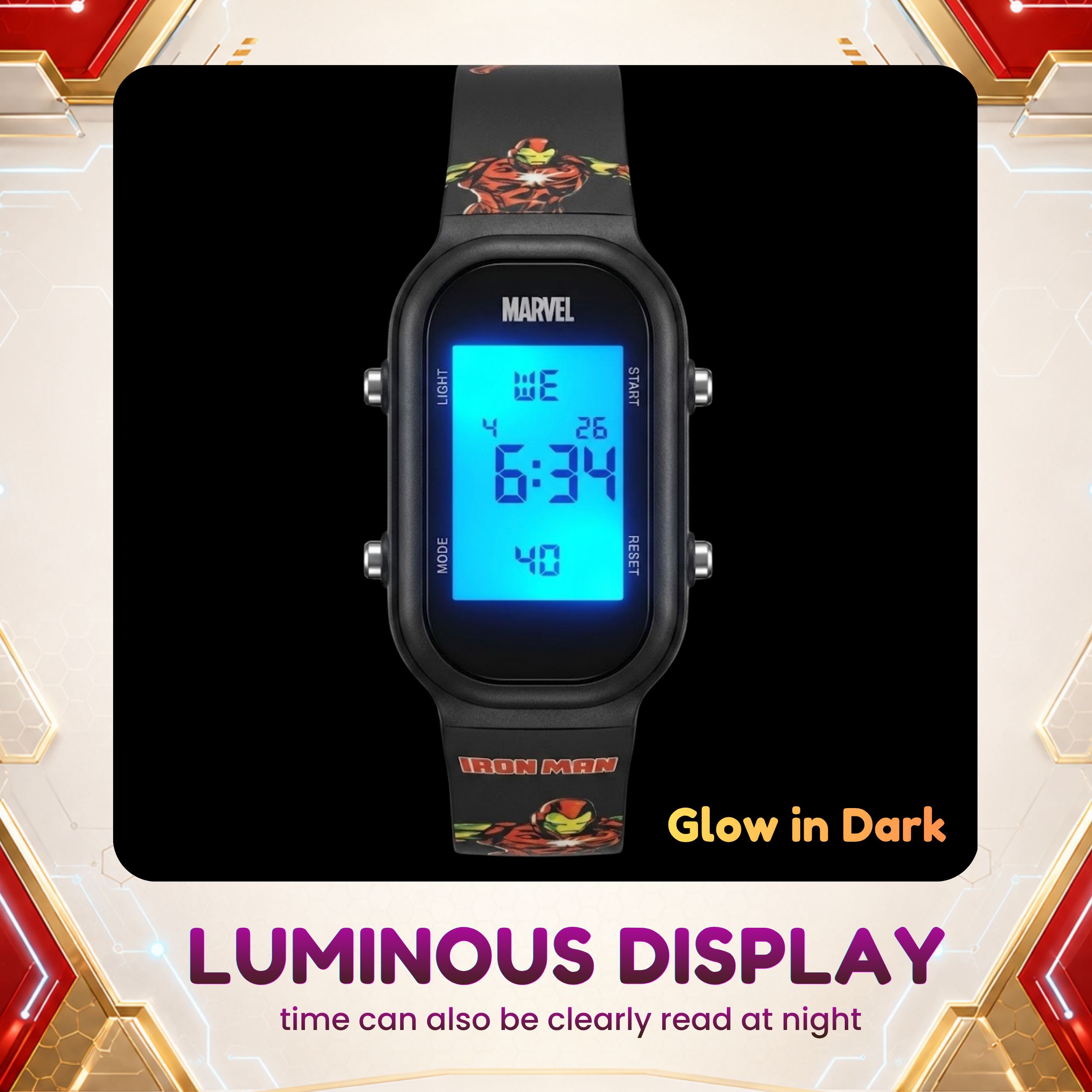 Spiky Ironman theme Digital Kids Watch