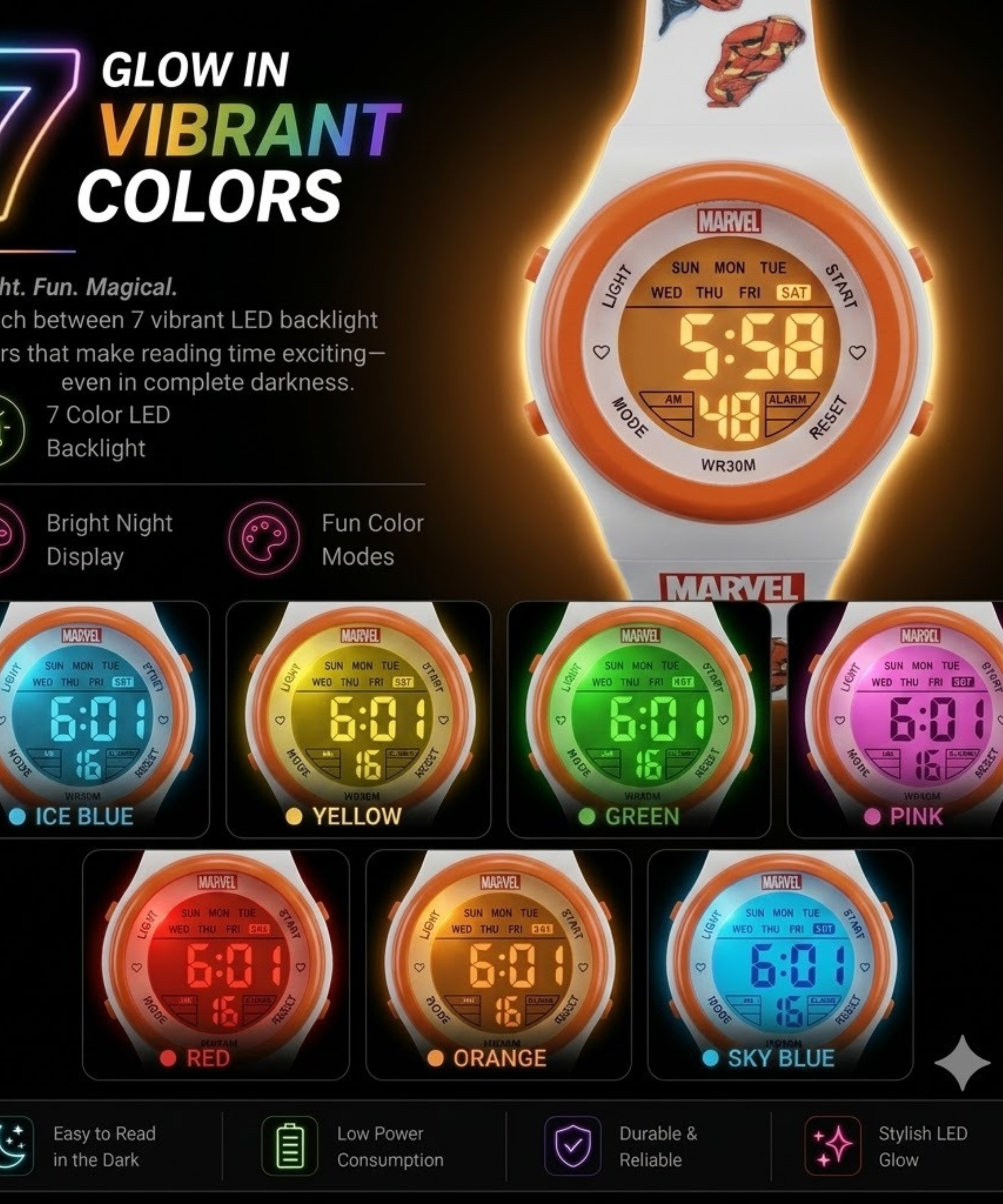 Spiky Iron Man theme Digital Kids Watch