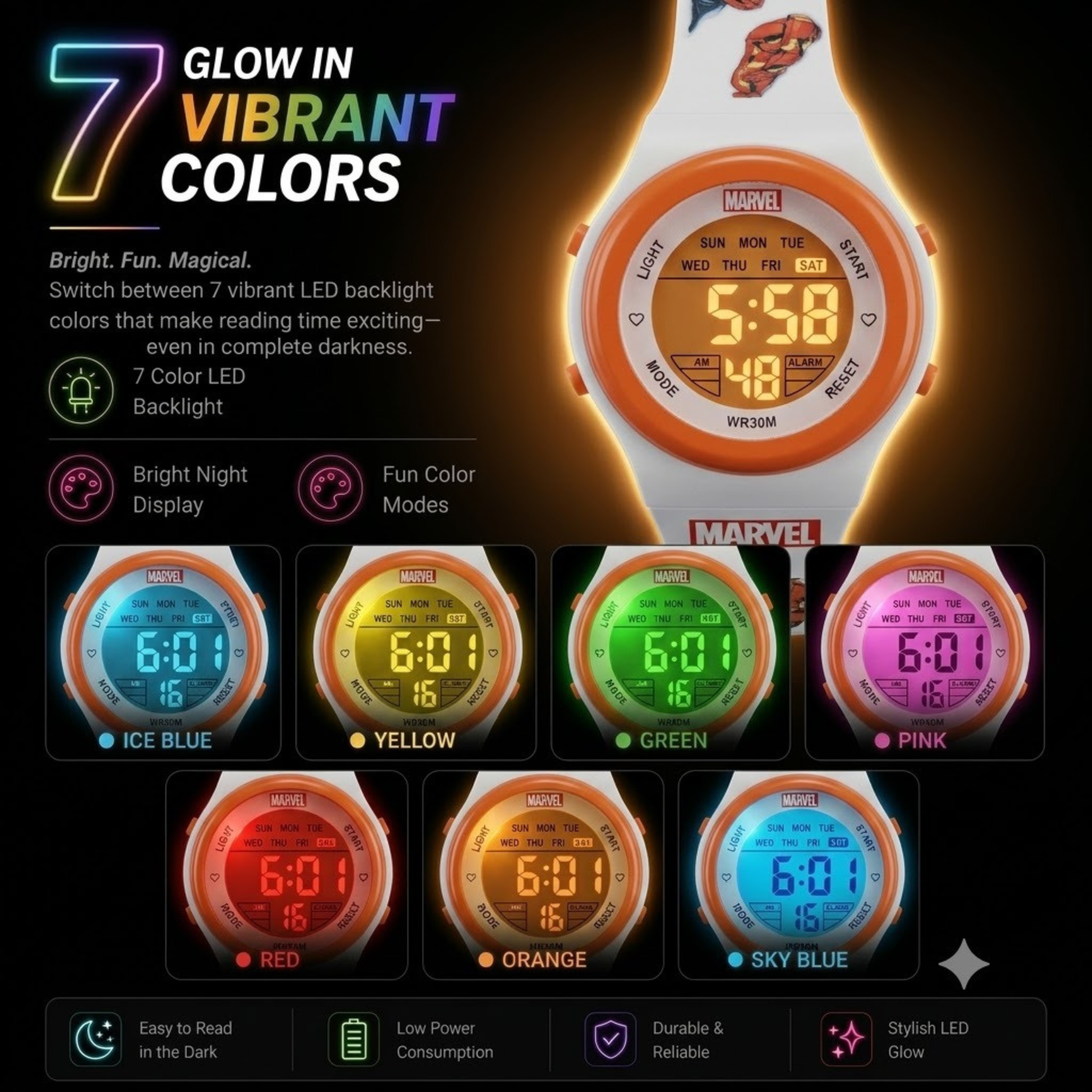 Spiky Iron Man theme Digital Kids Watch