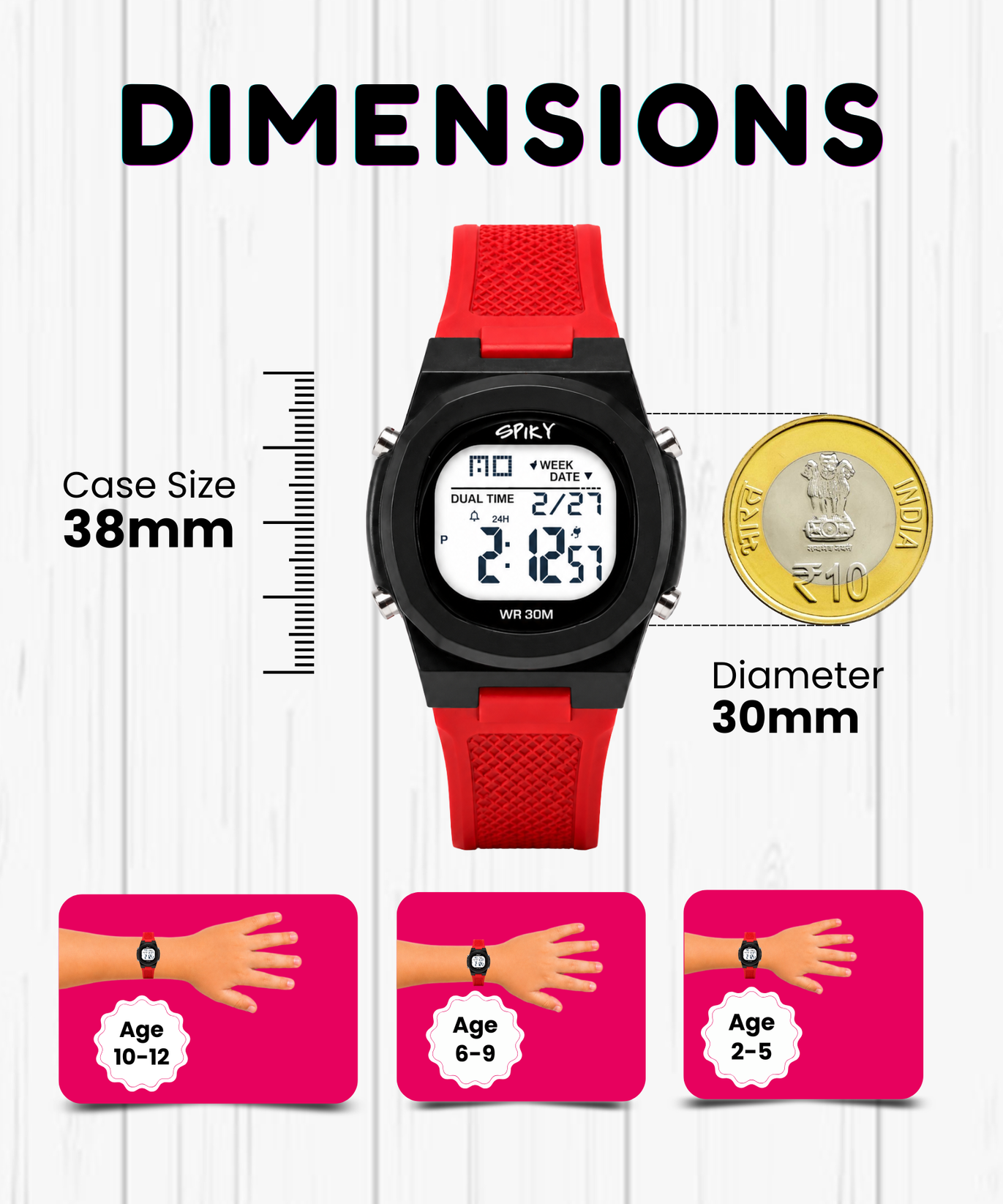 Spiky EVA65 Round Digital Sports Watch for Kids