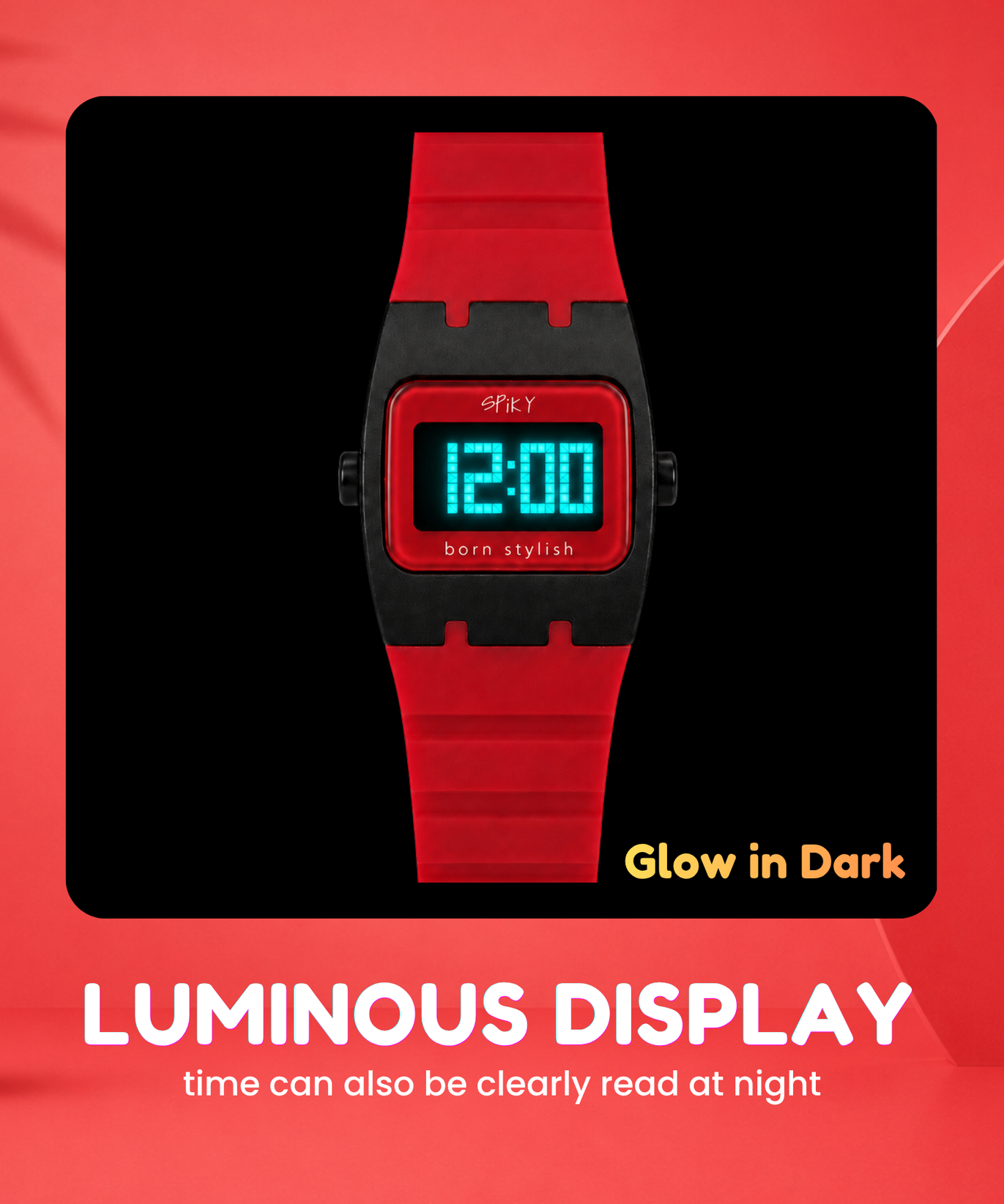 Spiky Rectangle Digital Sports Watch for Kids