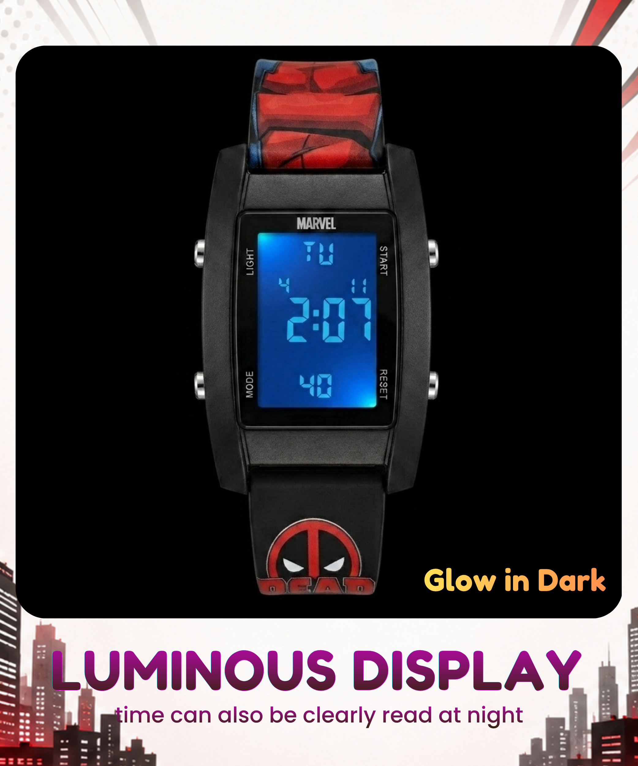 Spiky Deadpool theme Digital Kids Watch